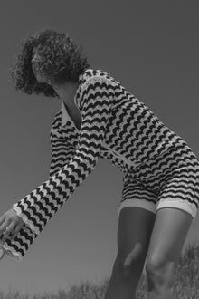 Daisy Knit Romper - Wavy Horizontal Stripes