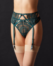Natalia Suspender Belt - Emerald