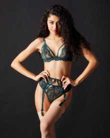 Natalia Suspender Belt - Emerald