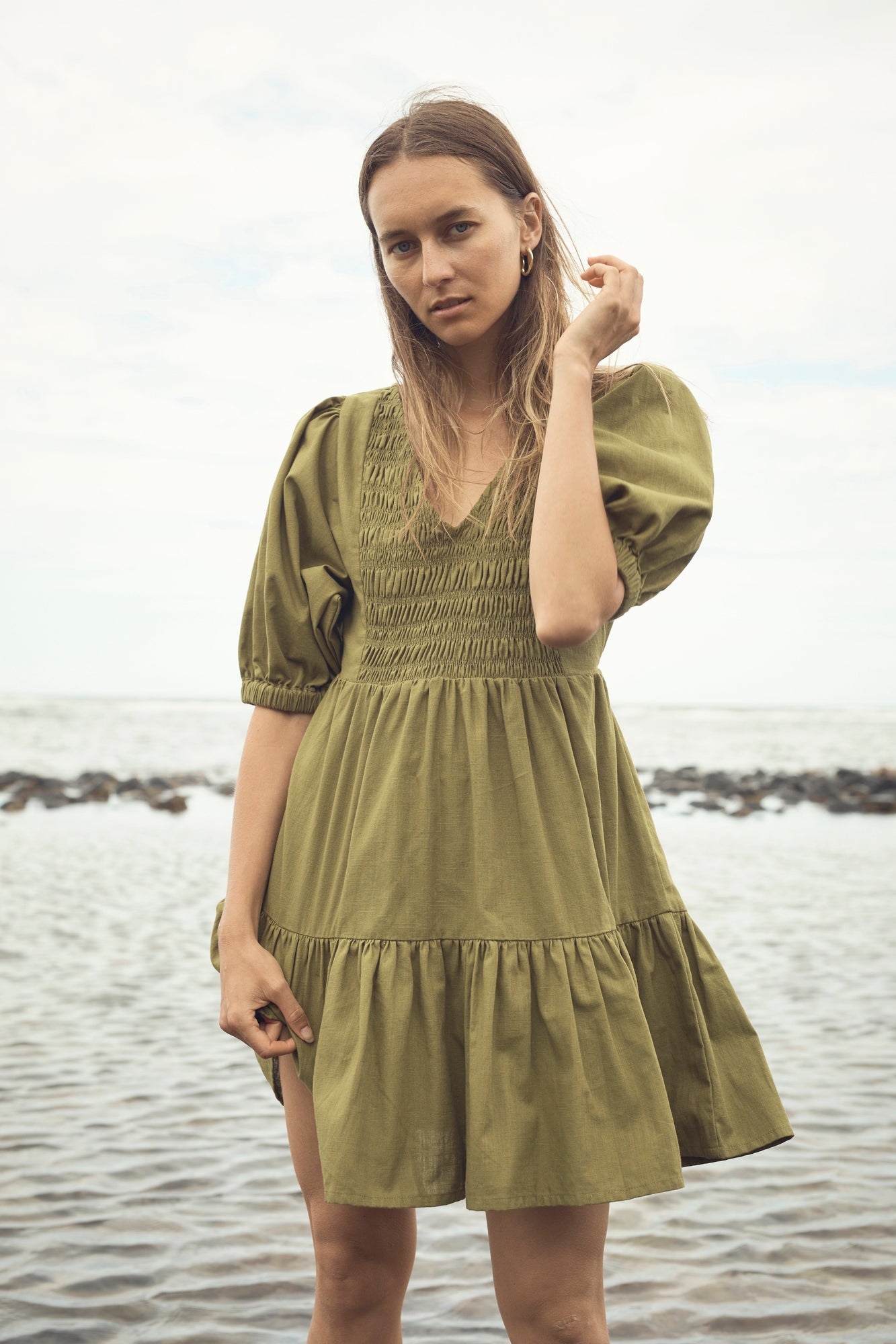 Lacey Mini Dress - Cedar Green