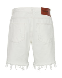 White Beauty Stevies Long Length Boyfriend Shorts