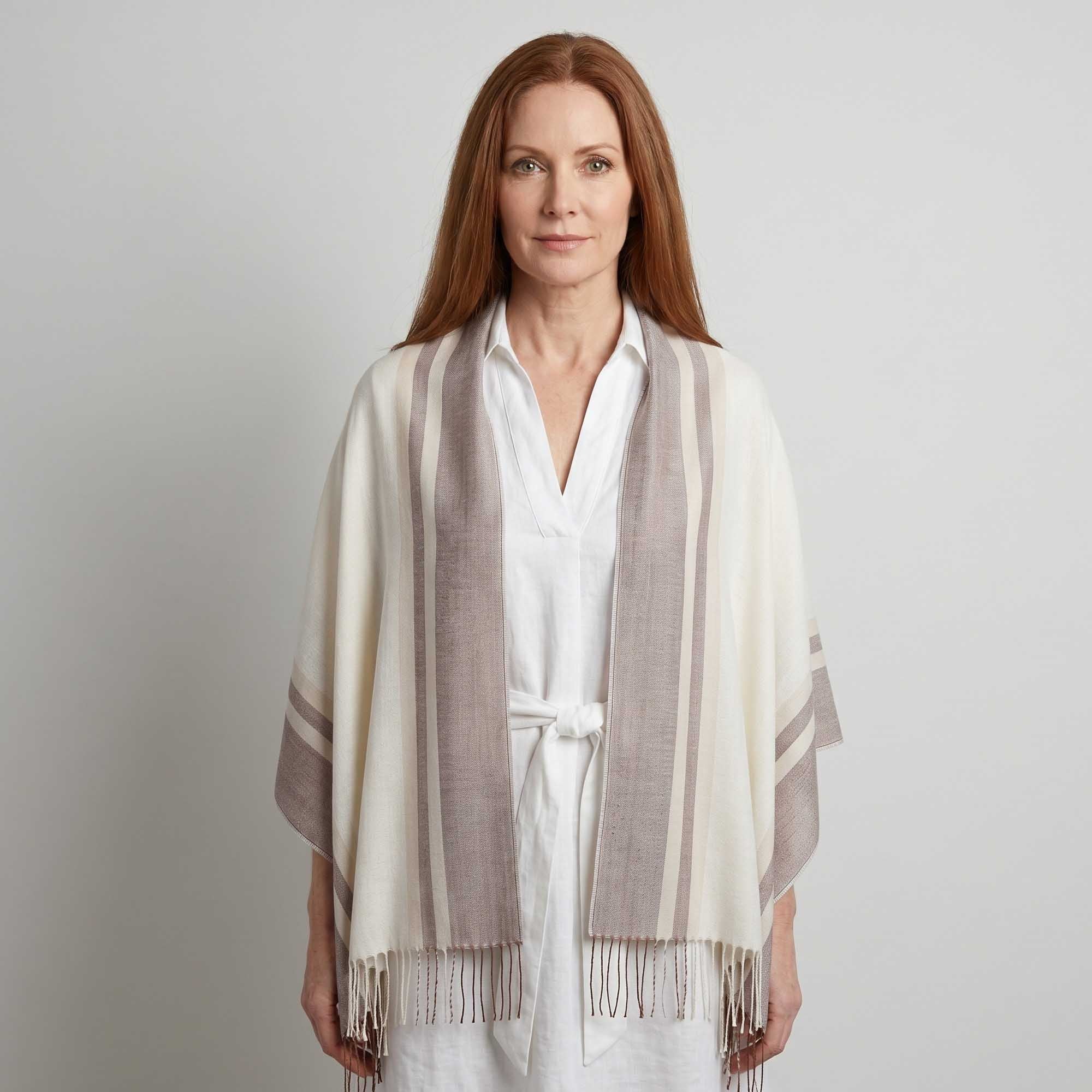 Unisex | Maui Wrap | Stripe Cognac / Ivory