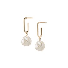 Organic Pearl Drop Rectangle Hoop Earrings