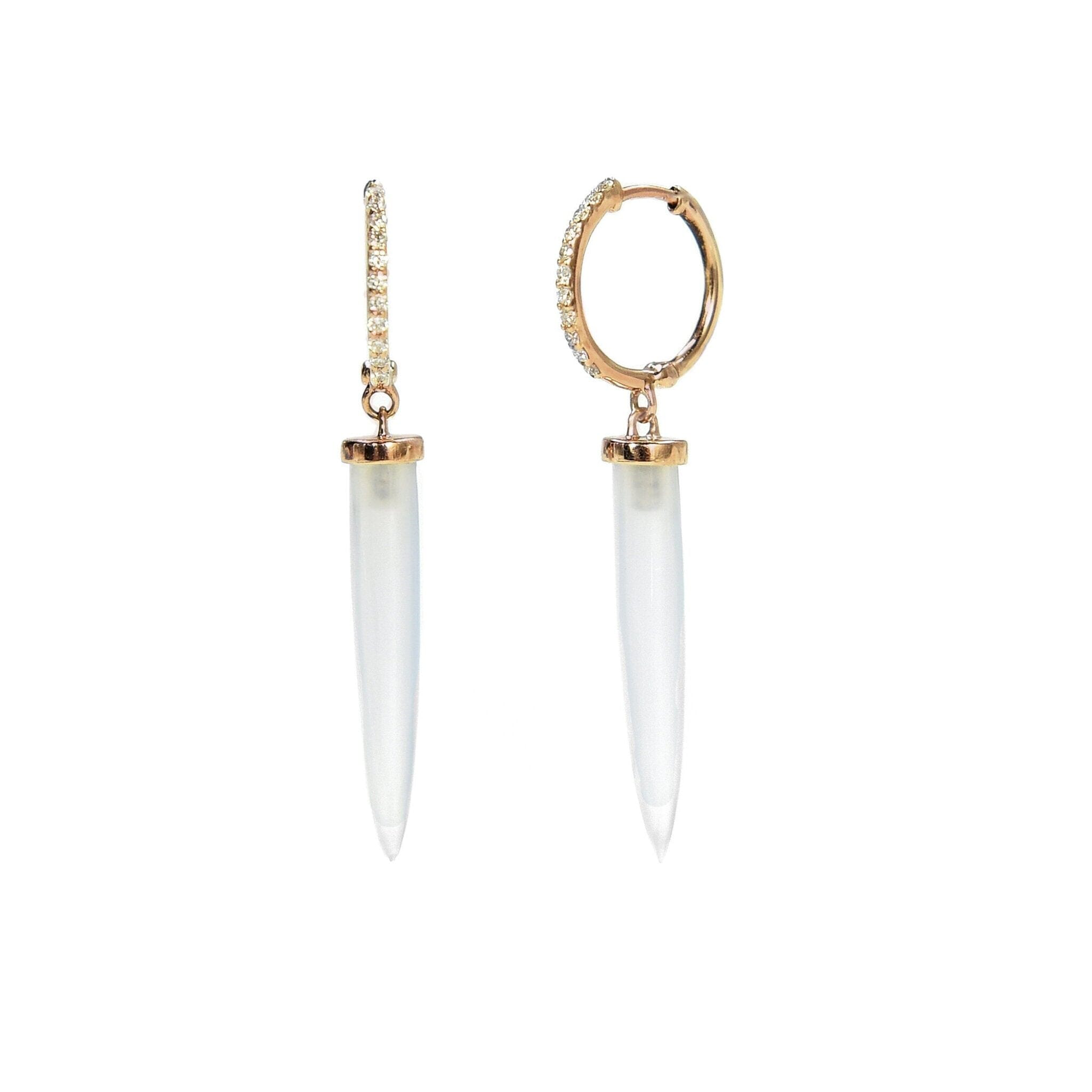 Aphrodite Diamond & Chalcedony Hoop Earrings | Rose