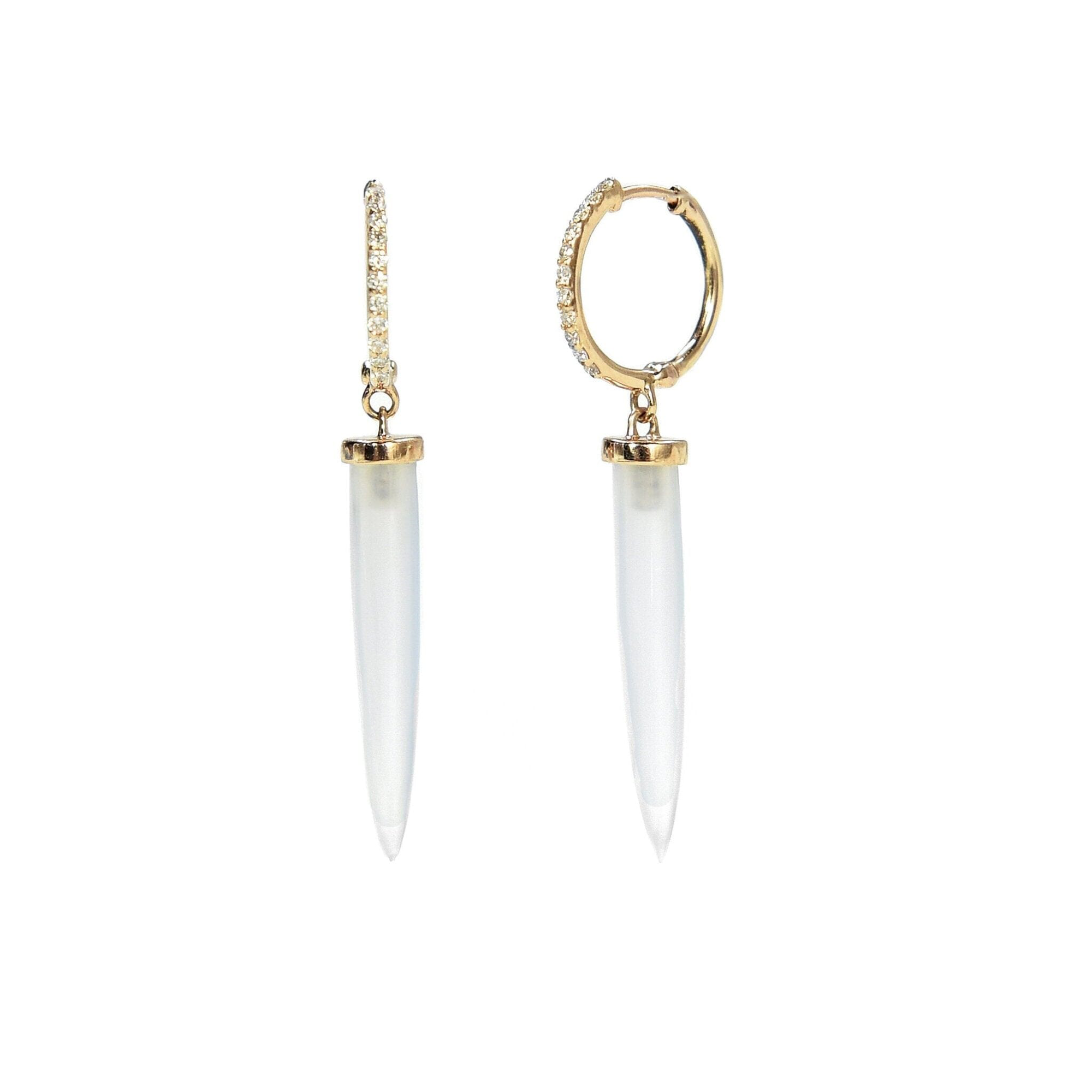 Aphrodite Diamond & Chalcedony Hoop Earrings | Yellow