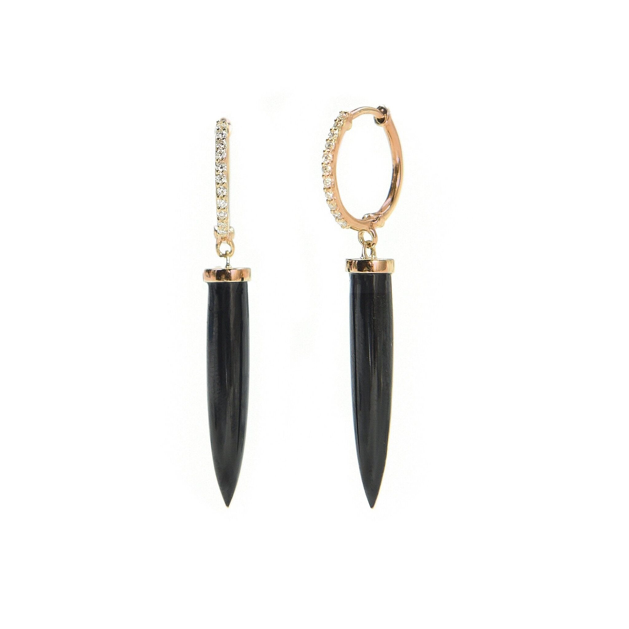 Aphrodite Diamonds & Black Spinel Hoop Earrings | Rose