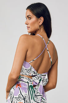 Tori - Bandana Halter Top - Artistic Floral