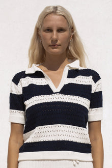 Tennis Time x Rue Stiic Polo Top - Navy White