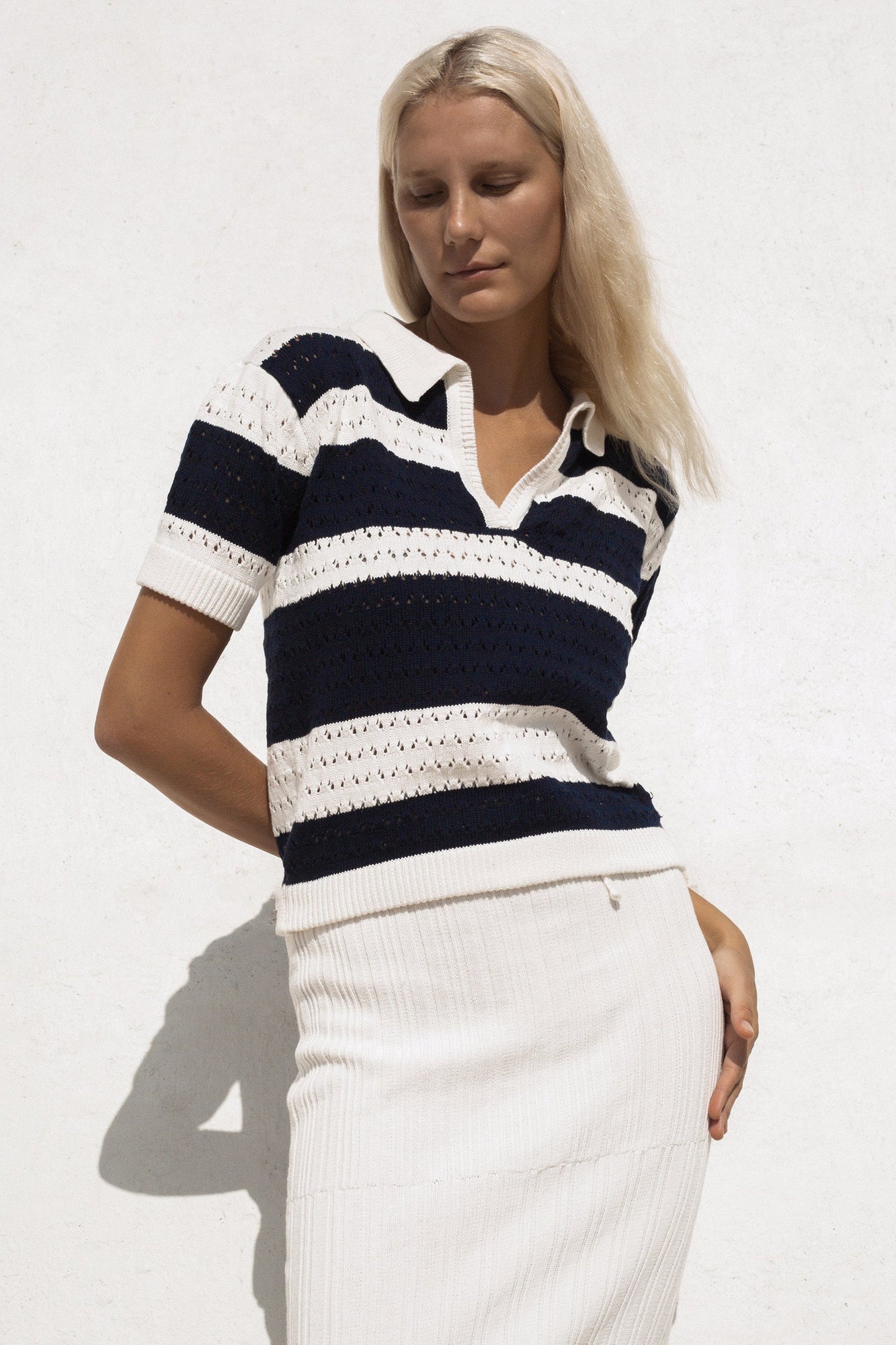 Tennis Time x Rue Stiic Polo Top - Navy White
