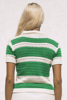 Tennis Time x Rue Stiic Polo Top - Pine Green White