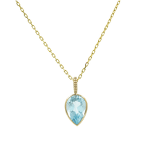 Blue Topaz Pear Cut Jollie Pendant | Blue