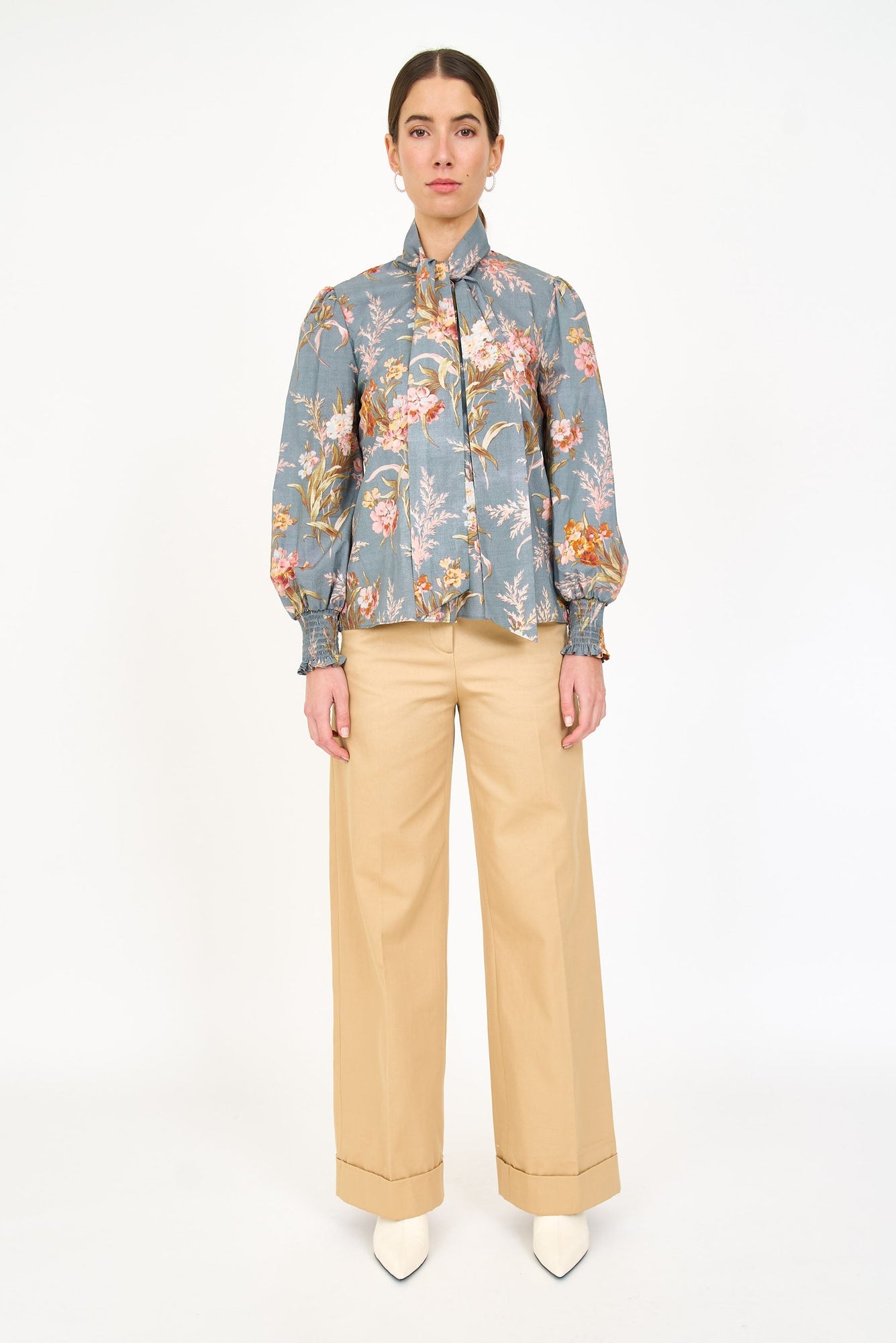 Georgie Blouse - Blue Brocade