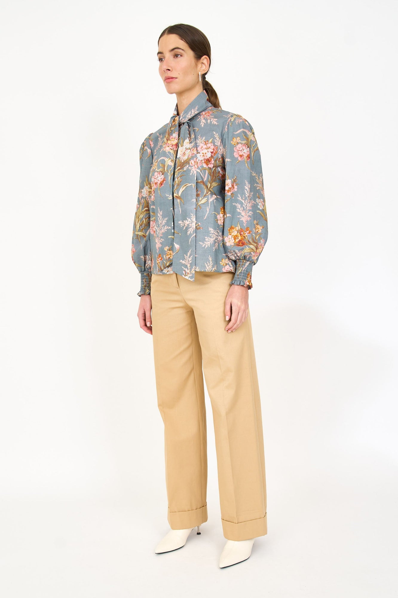 Georgie Blouse - Blue Brocade