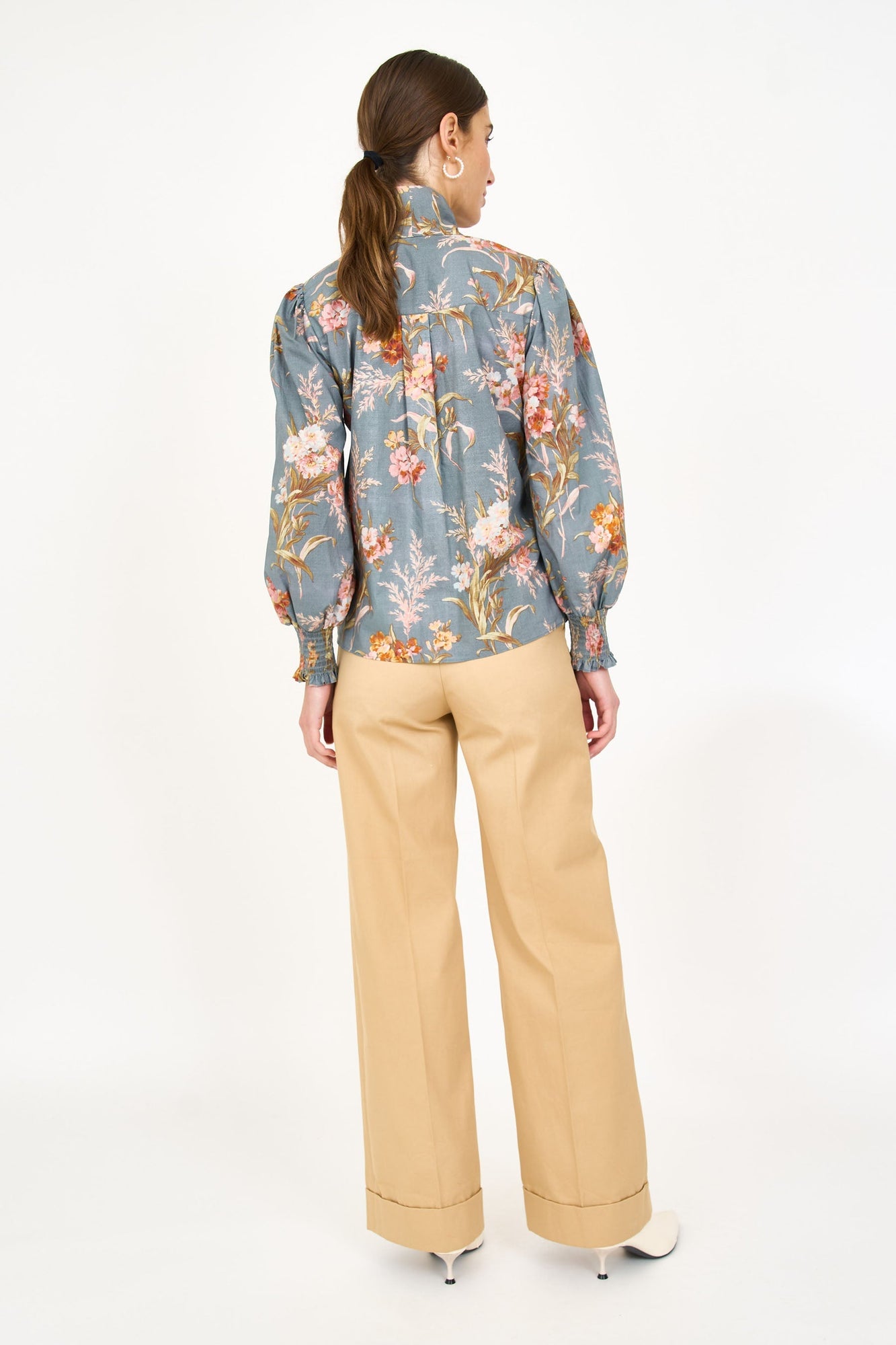 Georgie Blouse - Blue Brocade