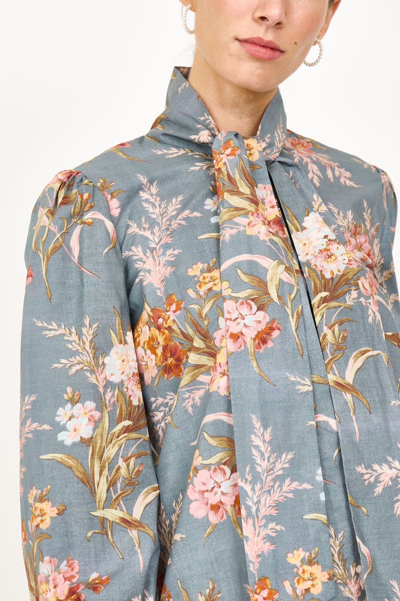 Georgie Blouse - Blue Brocade