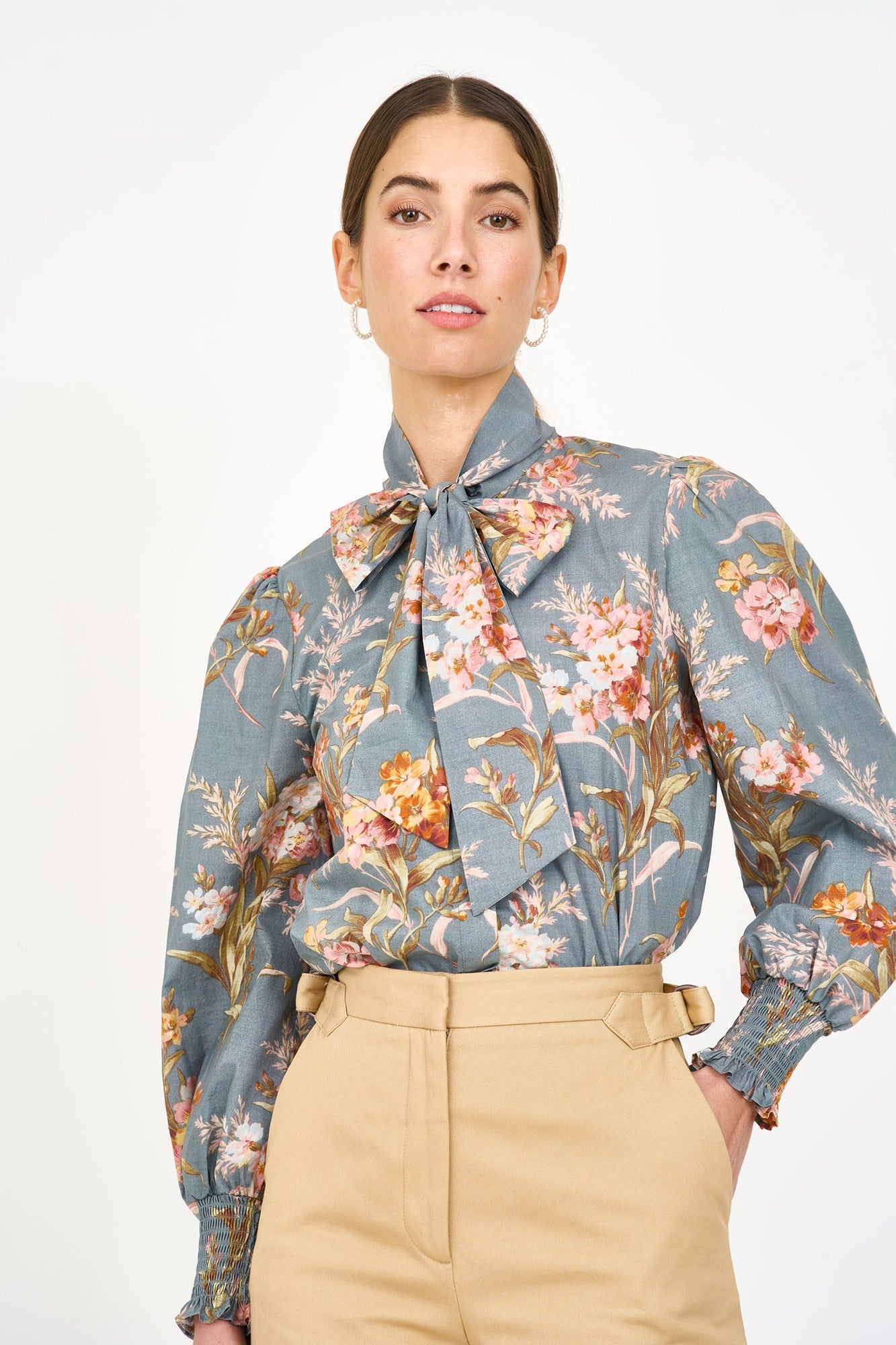 Georgie Blouse - Blue Brocade