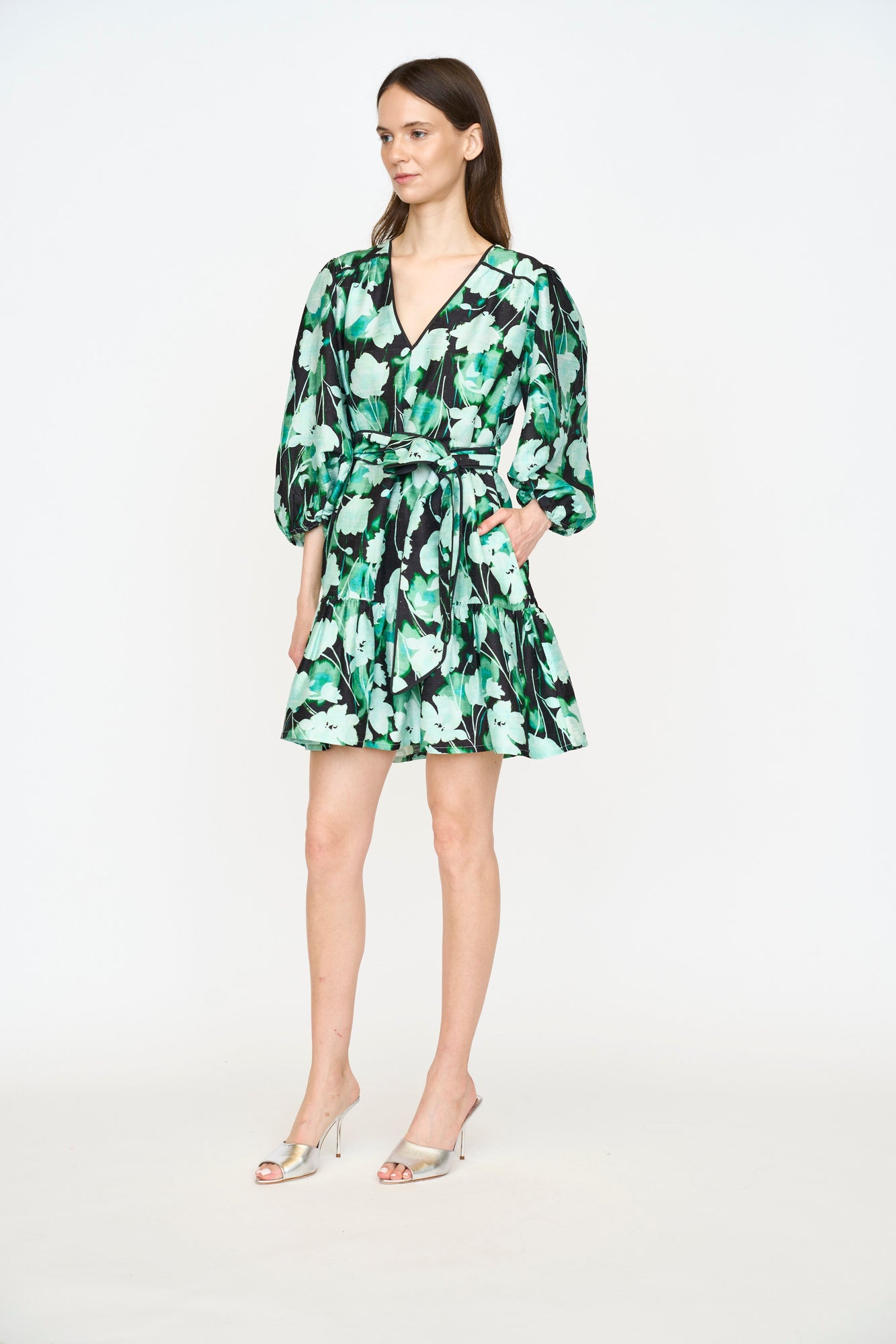 Adelaide Dress - Mint Shadow Flower