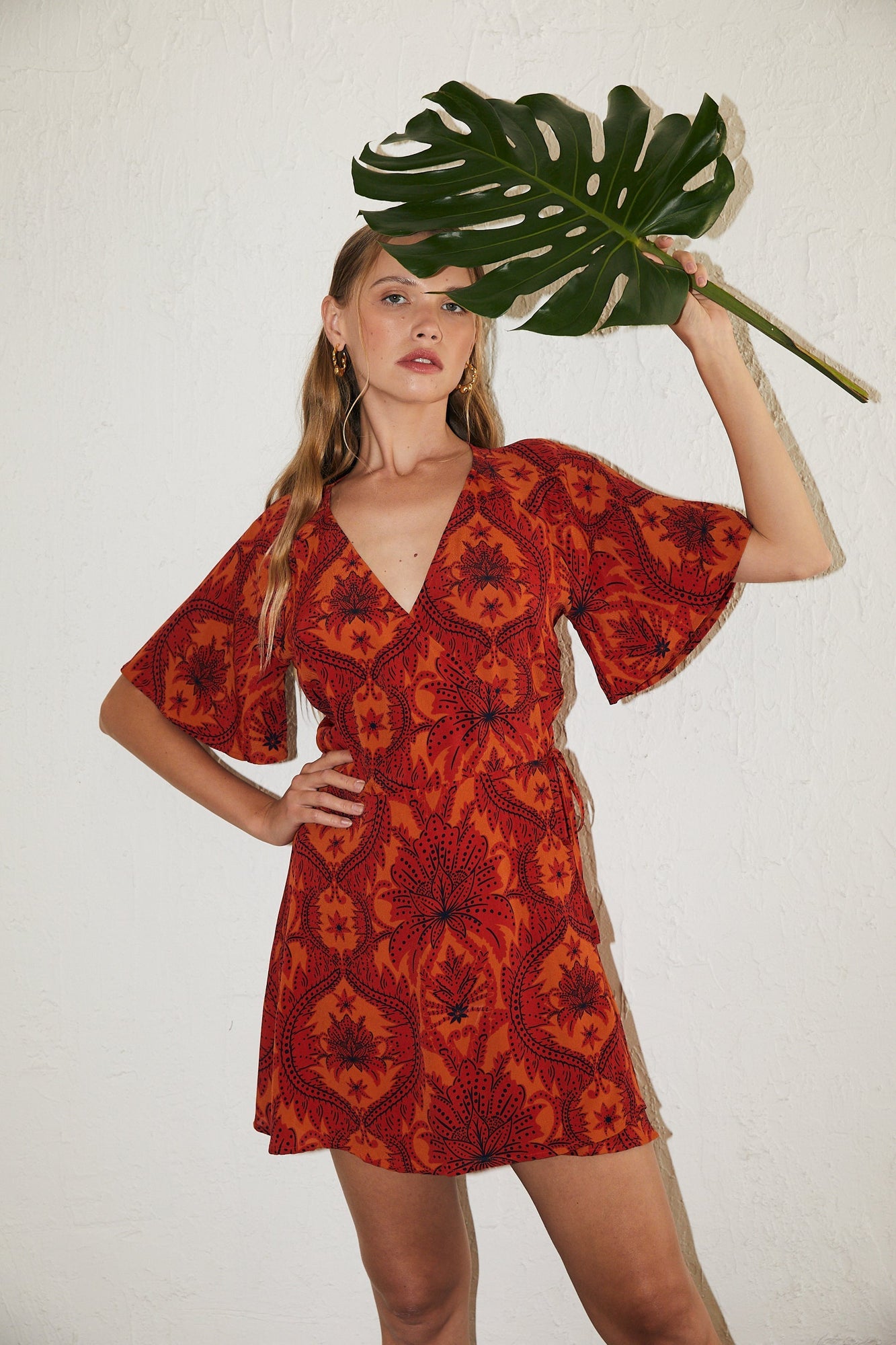 Nina Mini Wrap Dress - Damask Floral