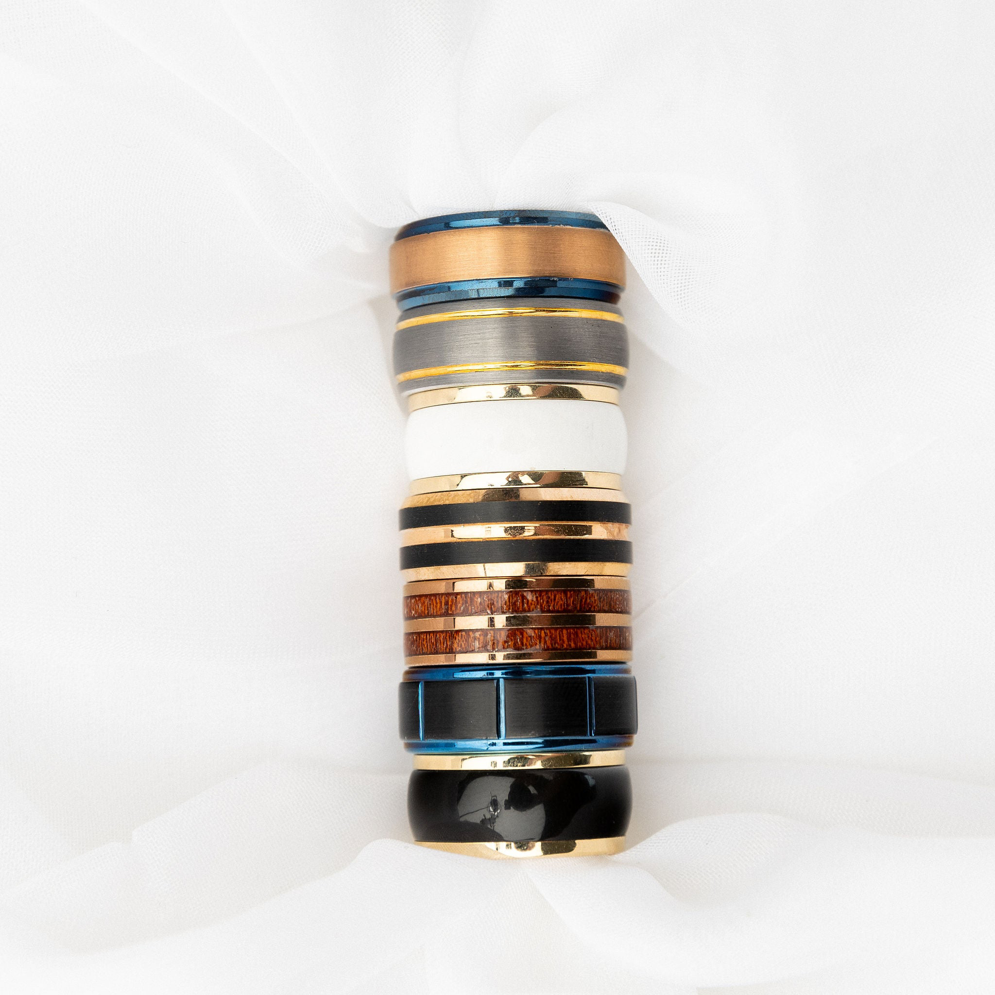 Double Gold Stripe Ring | Yellow x Silver
