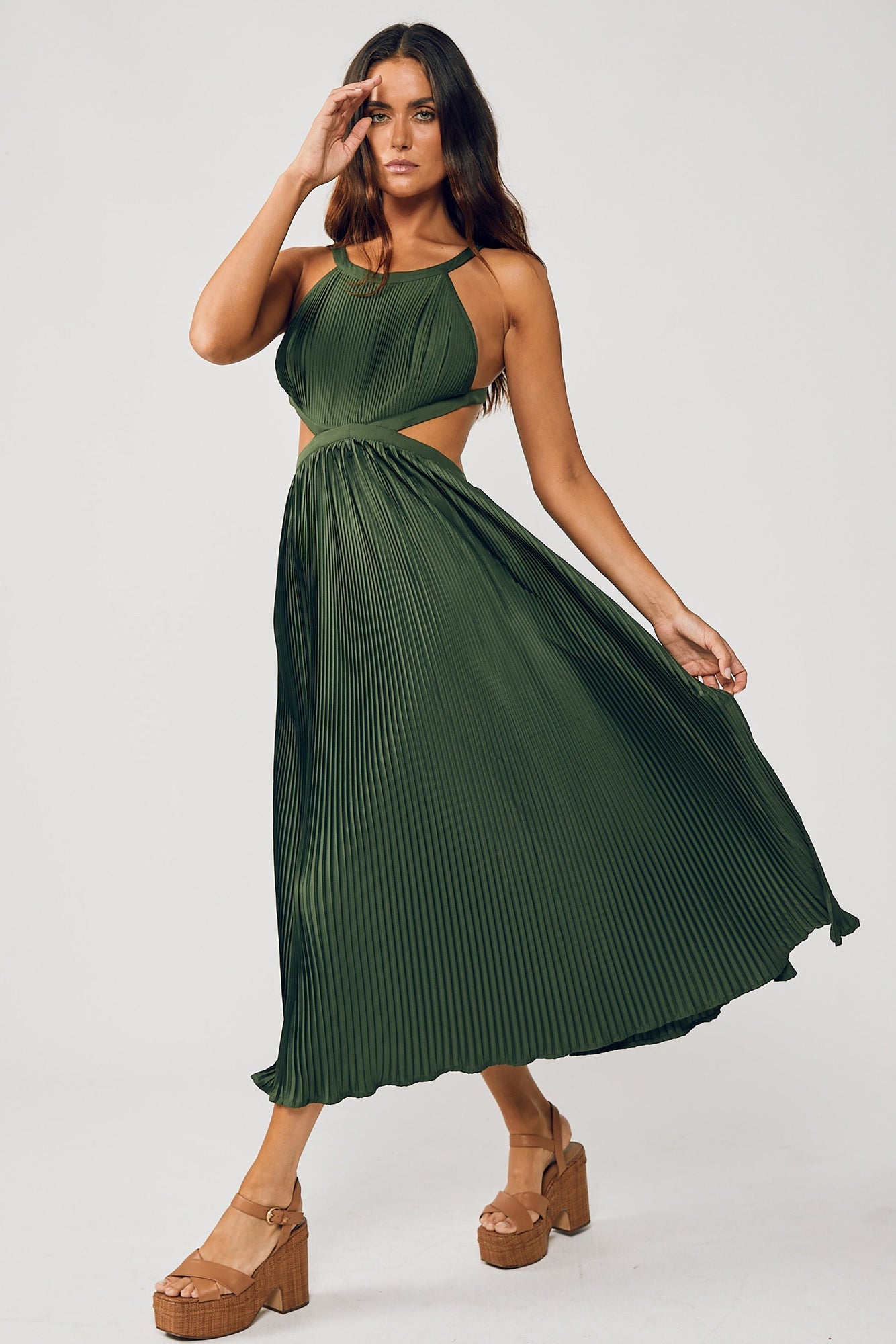 Olga - Cut Out Strap Dress - Douglas Fir
