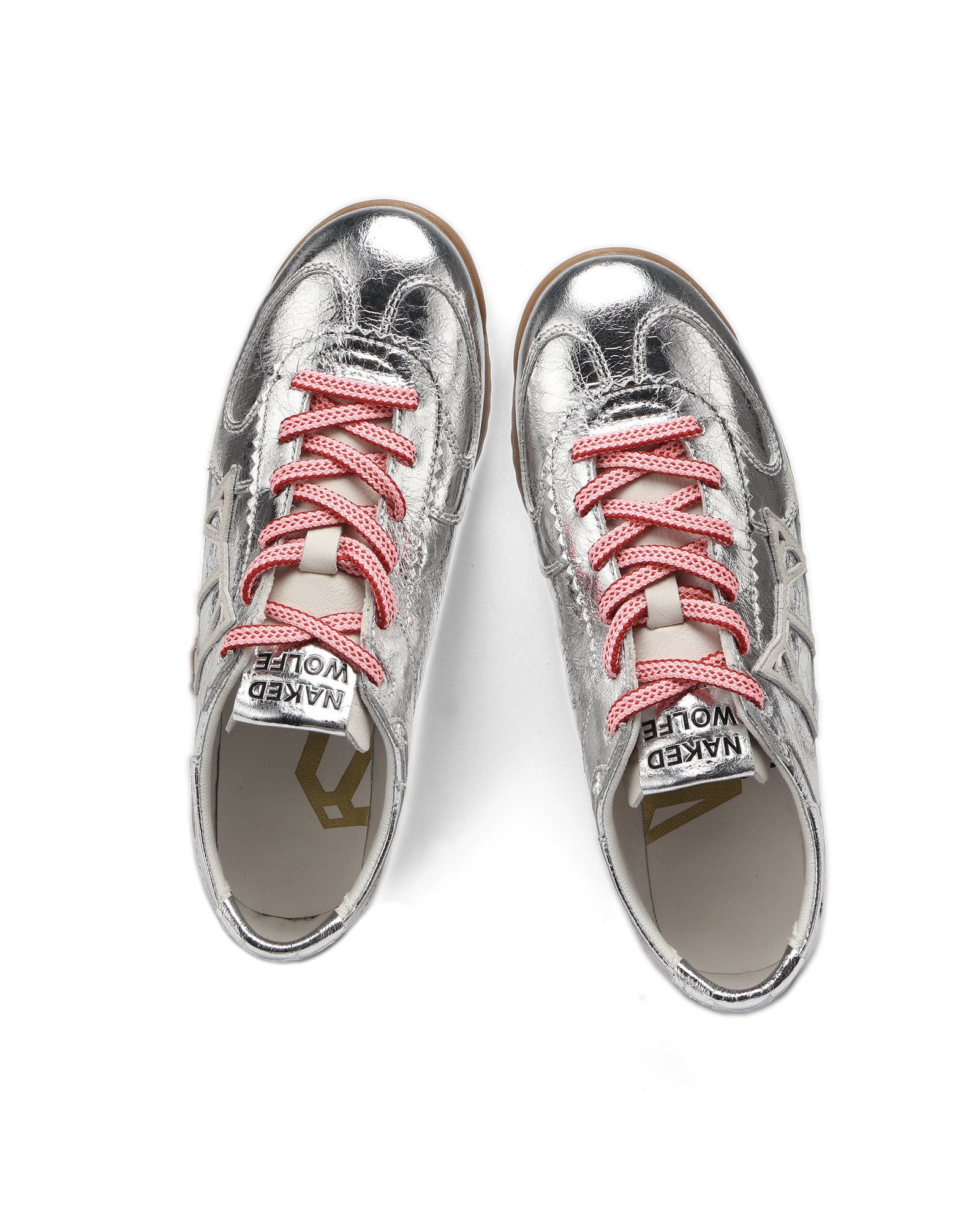 Womens | Exposuree Crinkle Metallic Leather Sneaker | Silver