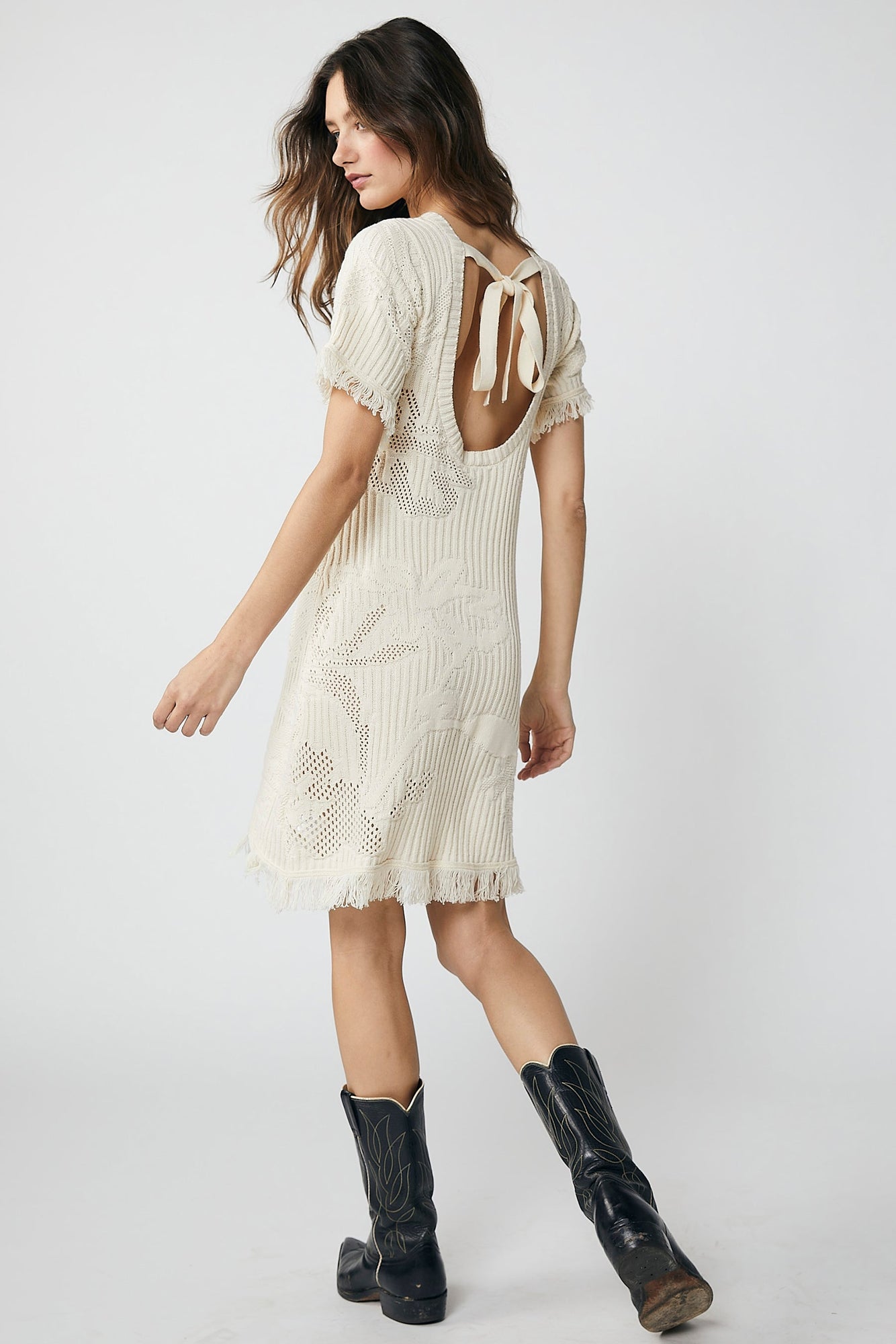 Soleil Mini Dress - Ecru Textured