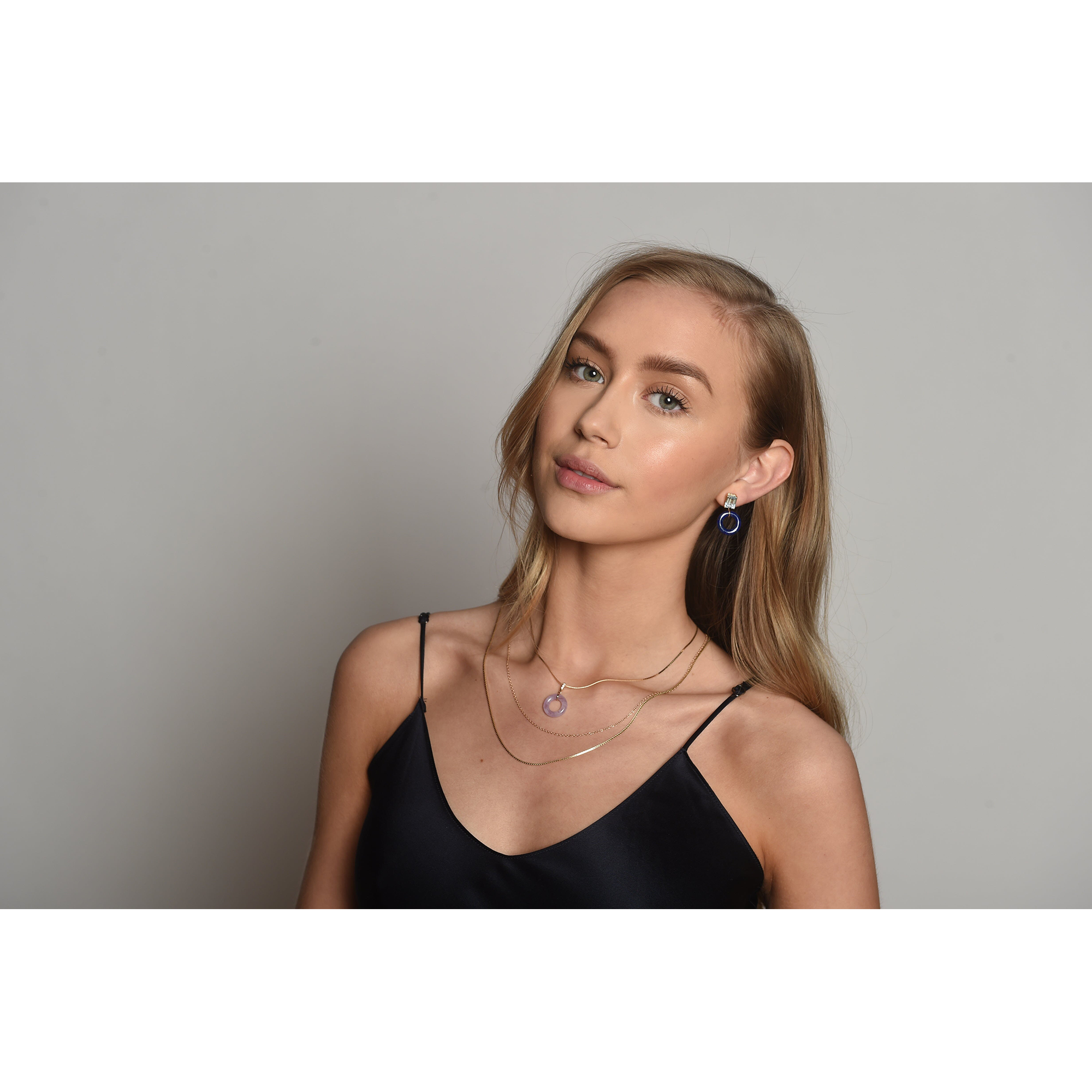 Emerald Cut Glazed Munchkin Earrings | Blueberry