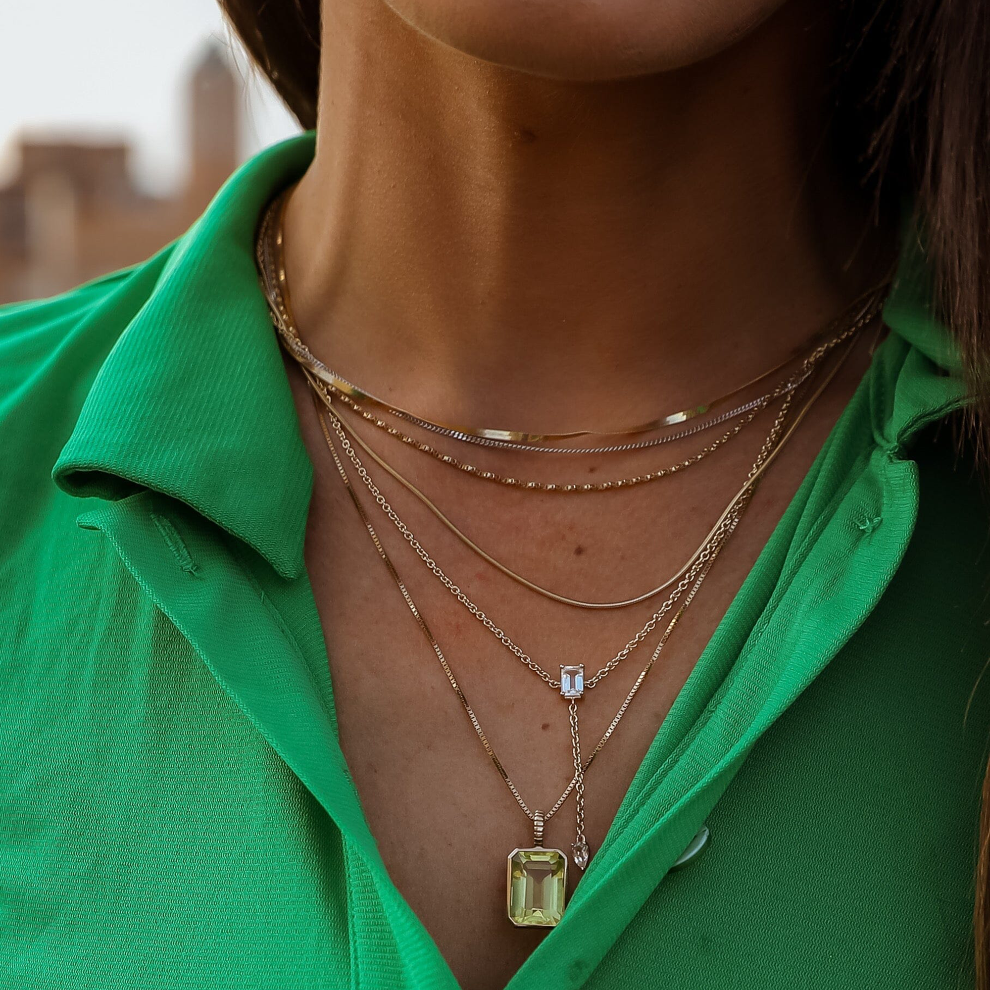 Emerald Cut Jollie DETACHABLE Pendant | Lemon