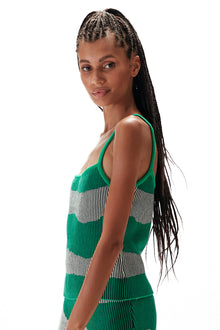 Sienna Knit Top - Forest Green White