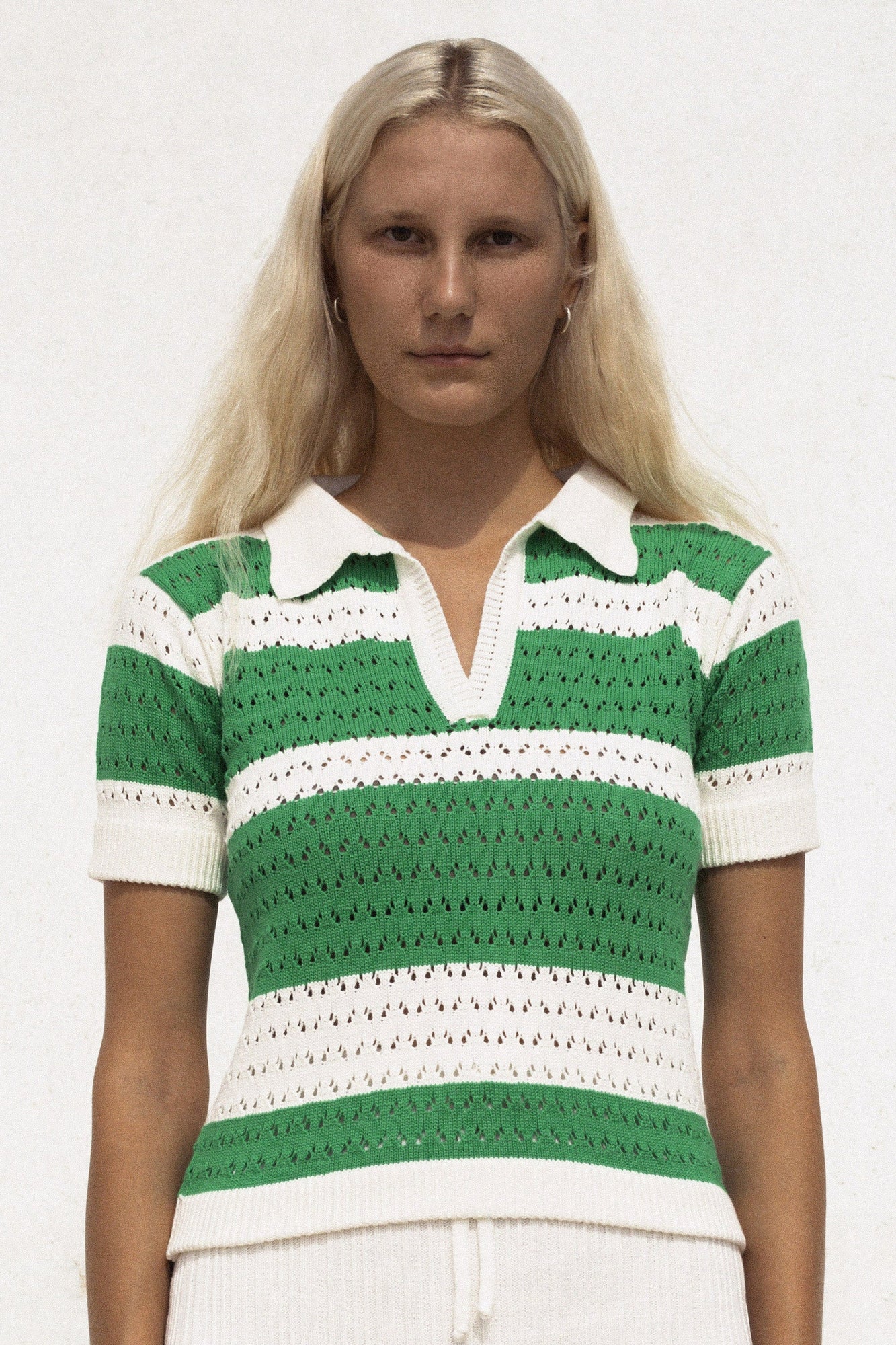 Tennis Time x Rue Stiic Polo Top - Pine Green White