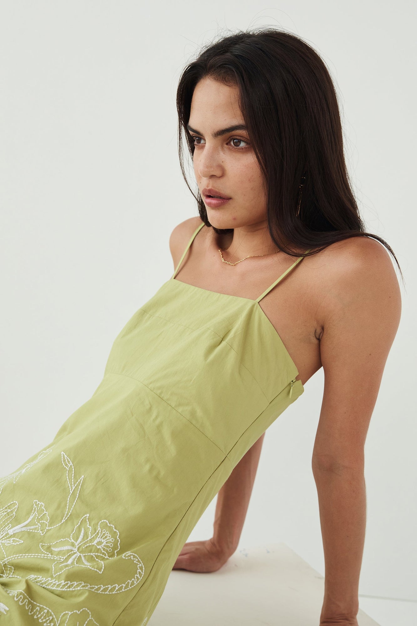 Ella Mini Dress - Gardenia - Bay Leaf