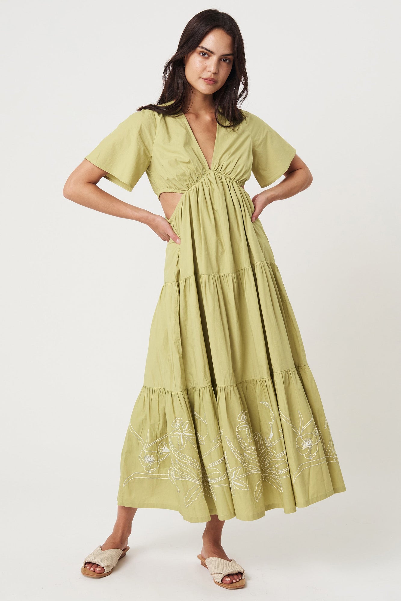 Verity Maxi Dress - Gardenia - Bay Leaf