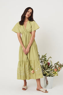 Verity Maxi Dress - Gardenia - Bay Leaf