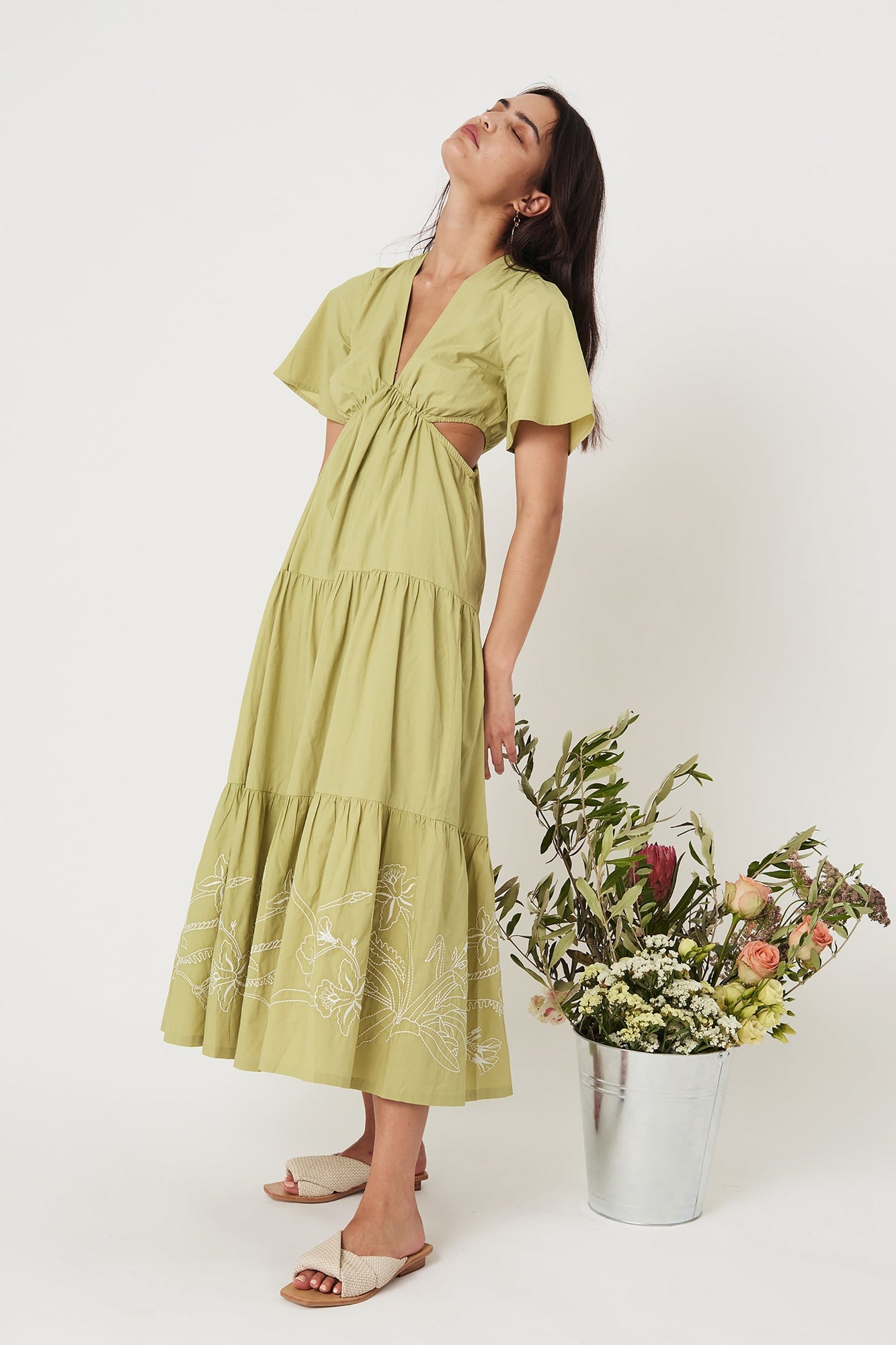 Verity Maxi Dress - Gardenia - Bay Leaf