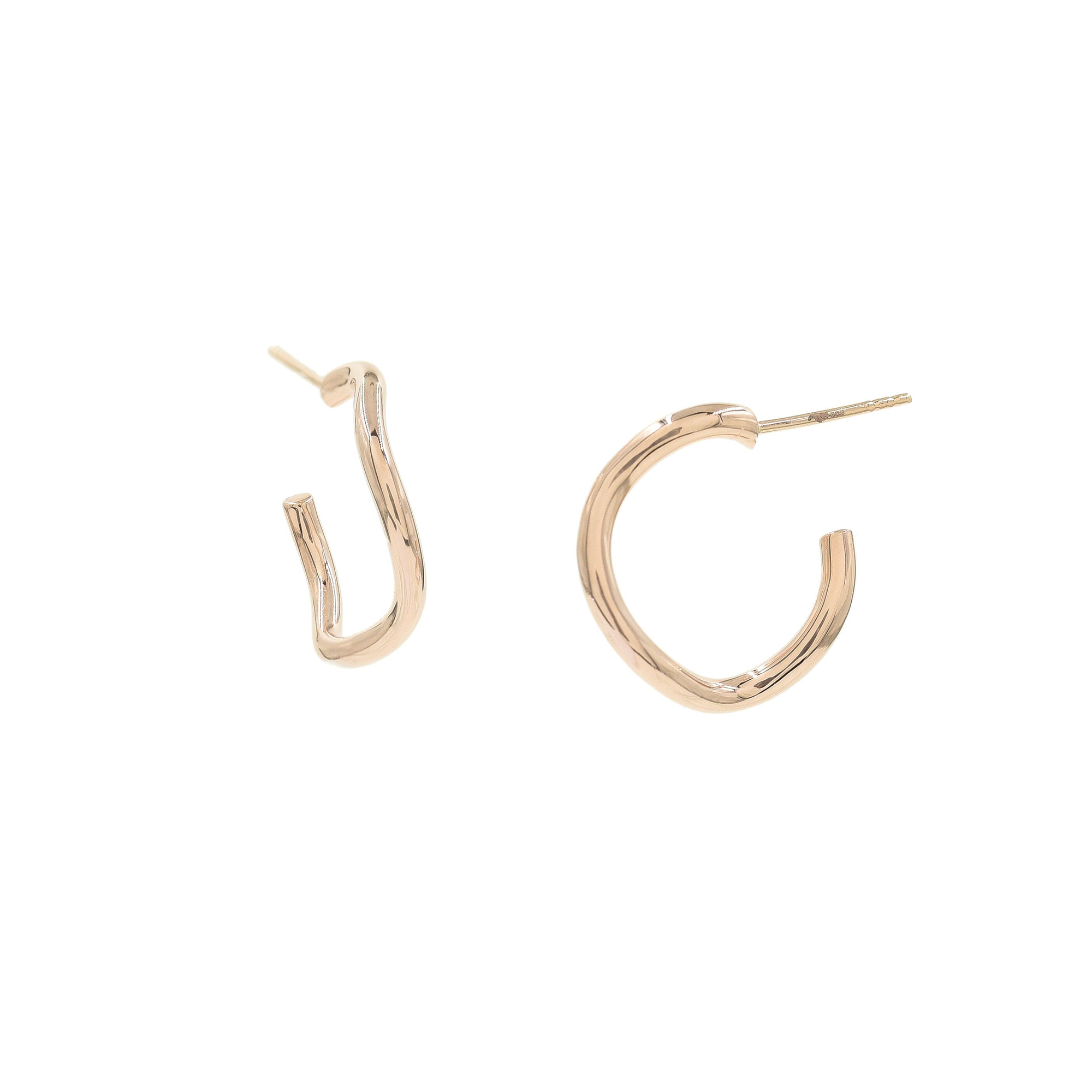 Golden Wave Hoops with Posts | Rose