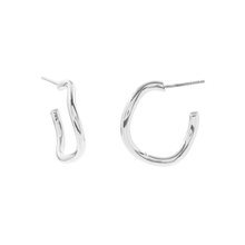 Golden Wave Hoops with Posts | Silver