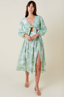 Mae Midi Dress - Green Garden S