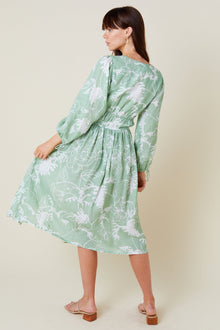 Mae Midi Dress - Green Garden S