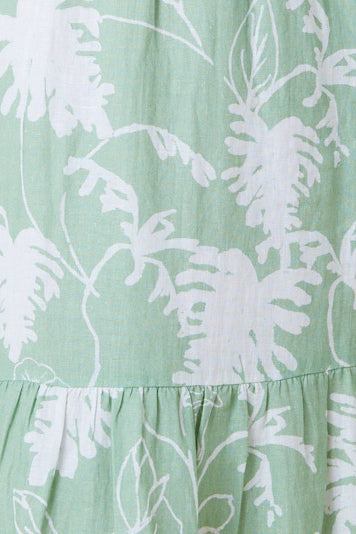 Mae Midi Dress - Green Garden S