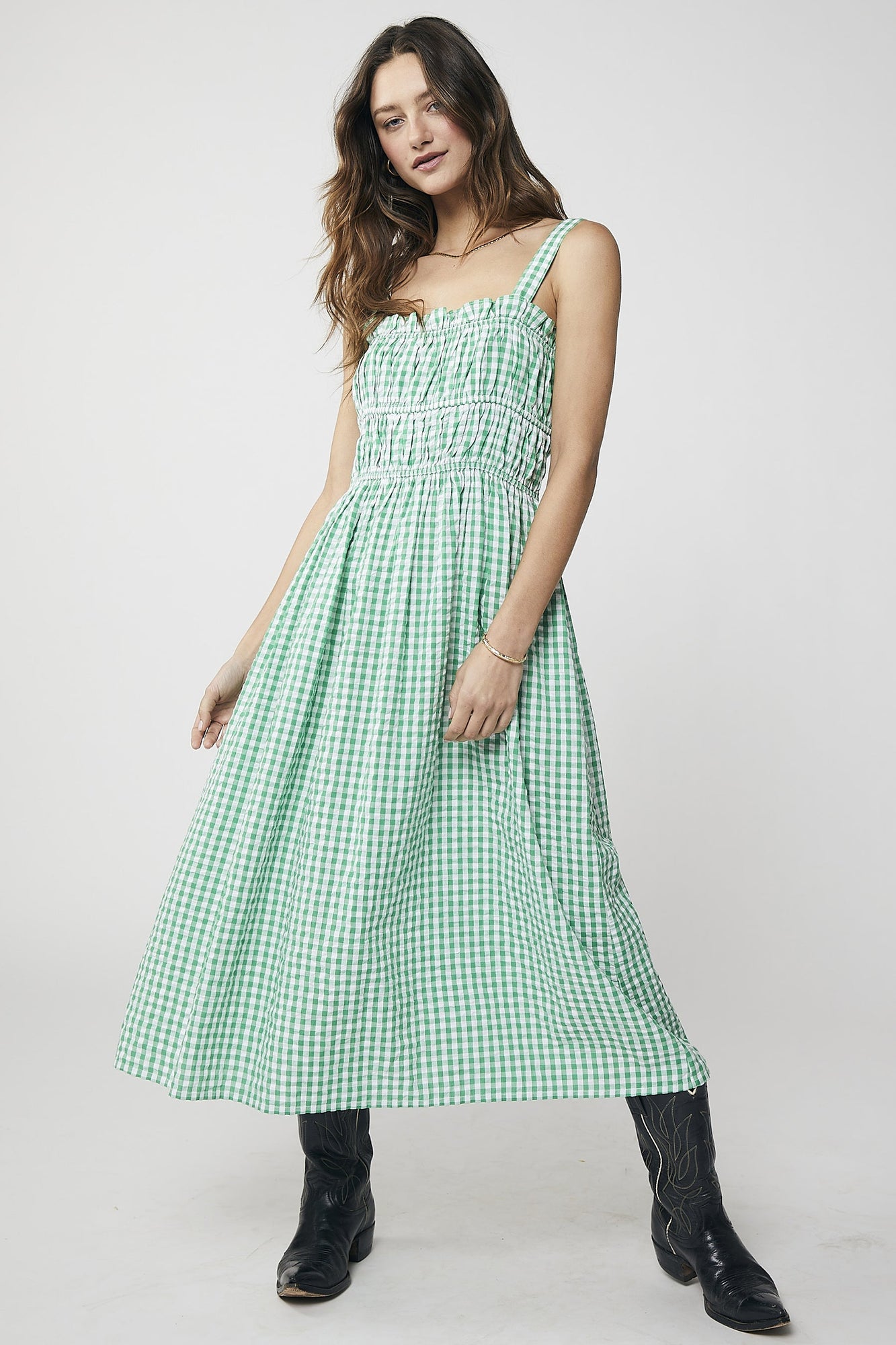 Dolly Maxi Dress - Green Gingham
