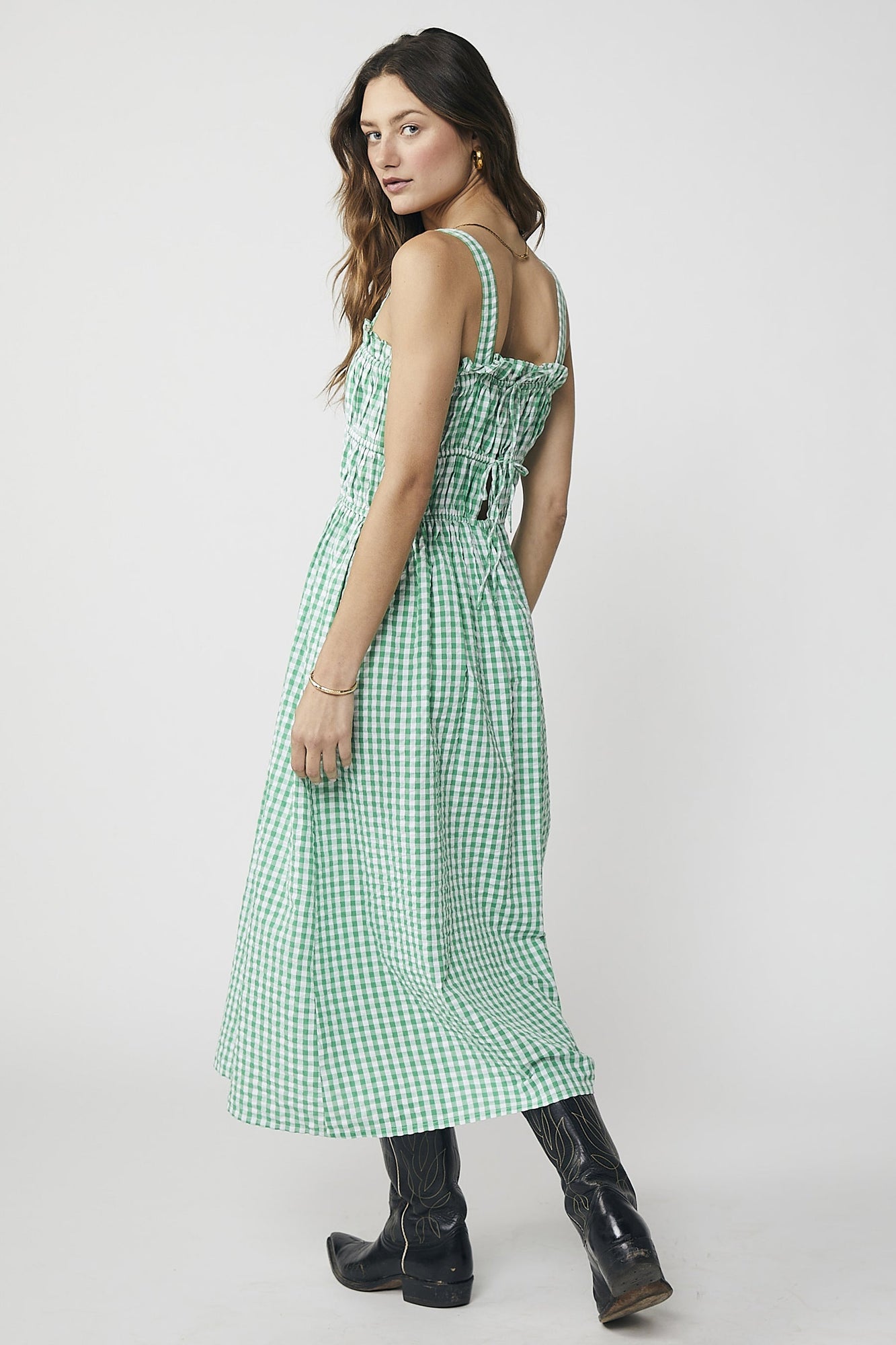 Dolly Maxi Dress - Green Gingham