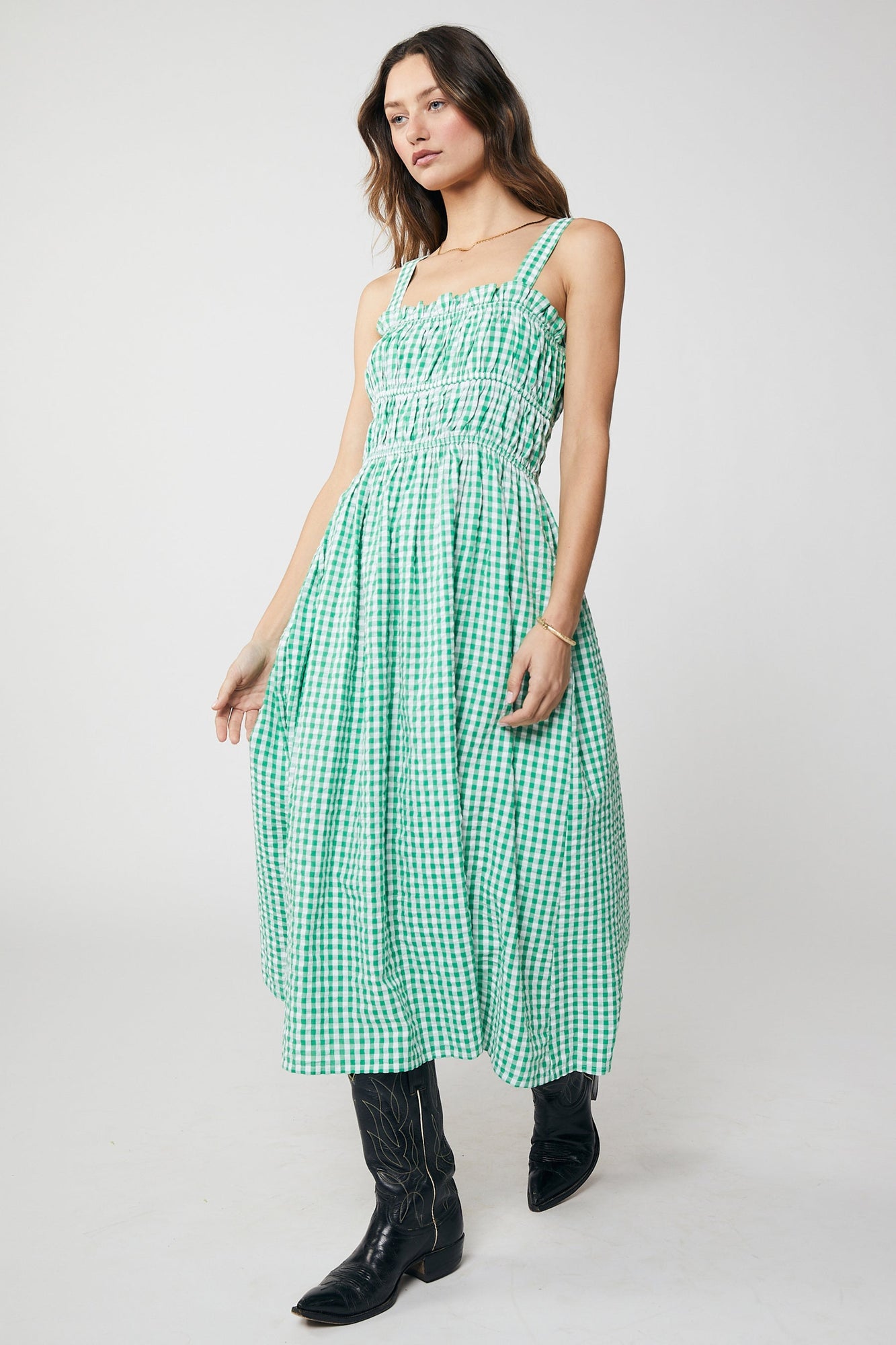 Dolly Maxi Dress - Green Gingham