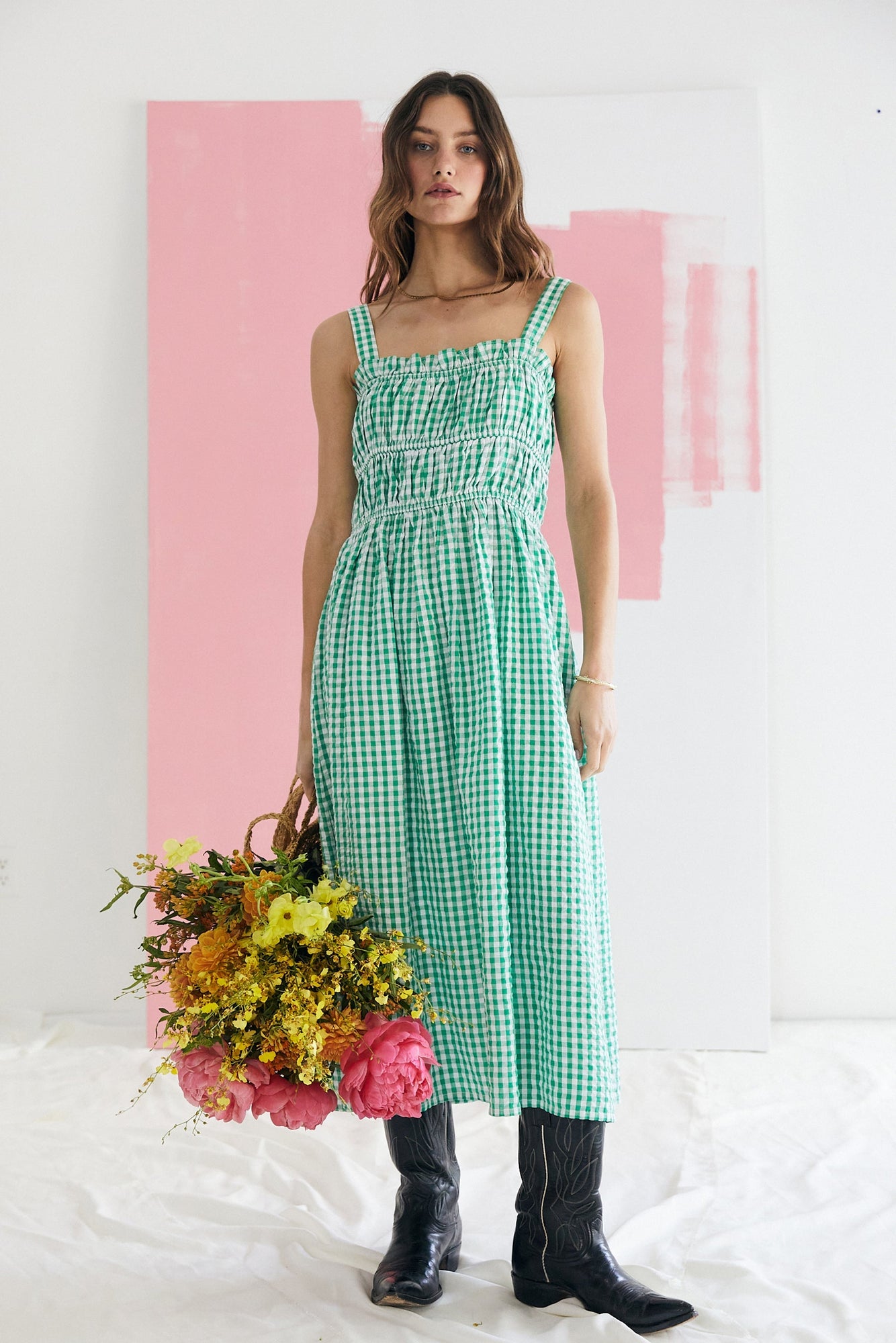 Dolly Maxi Dress - Green Gingham