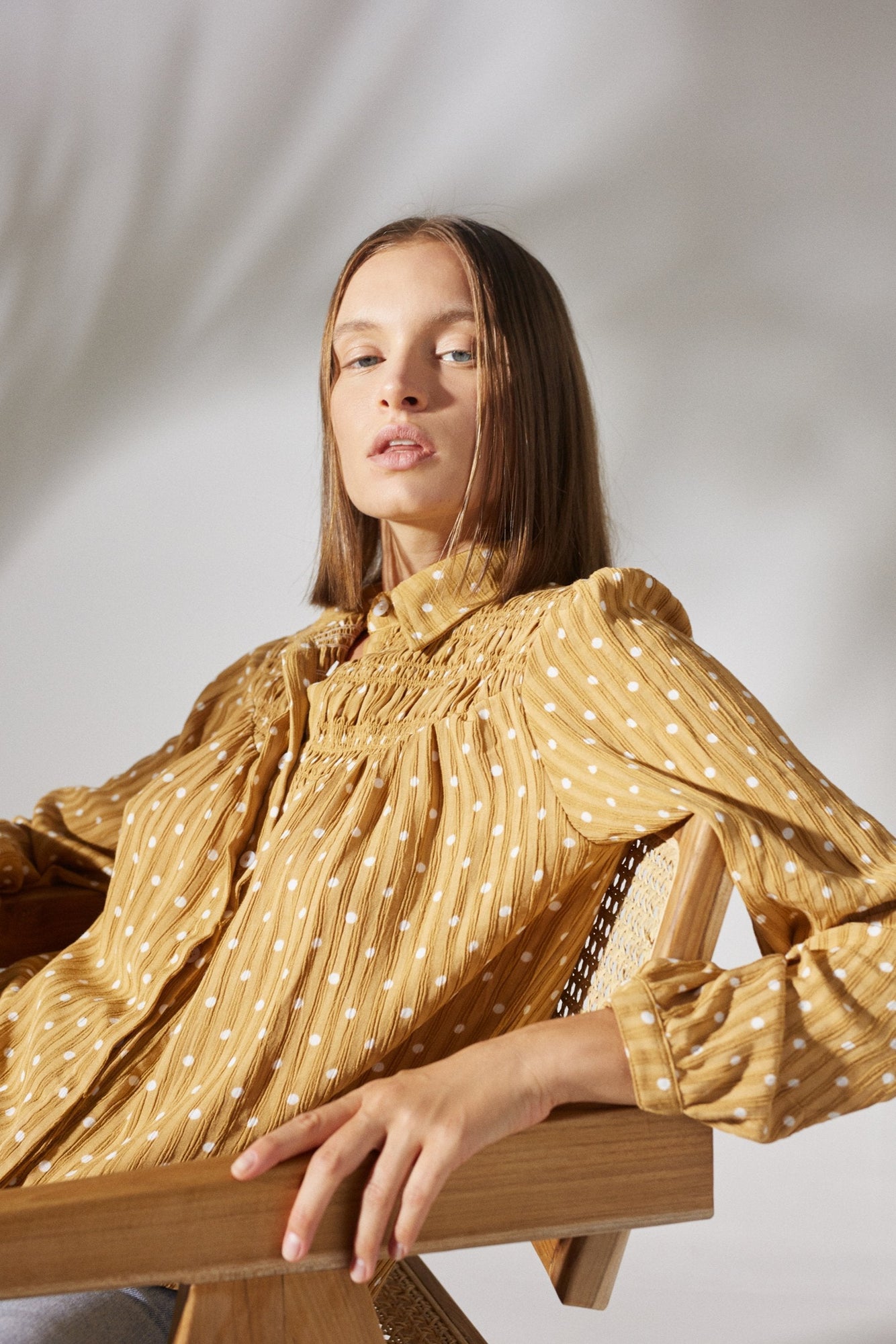 Hallie Blouse - Golden Polka Dot