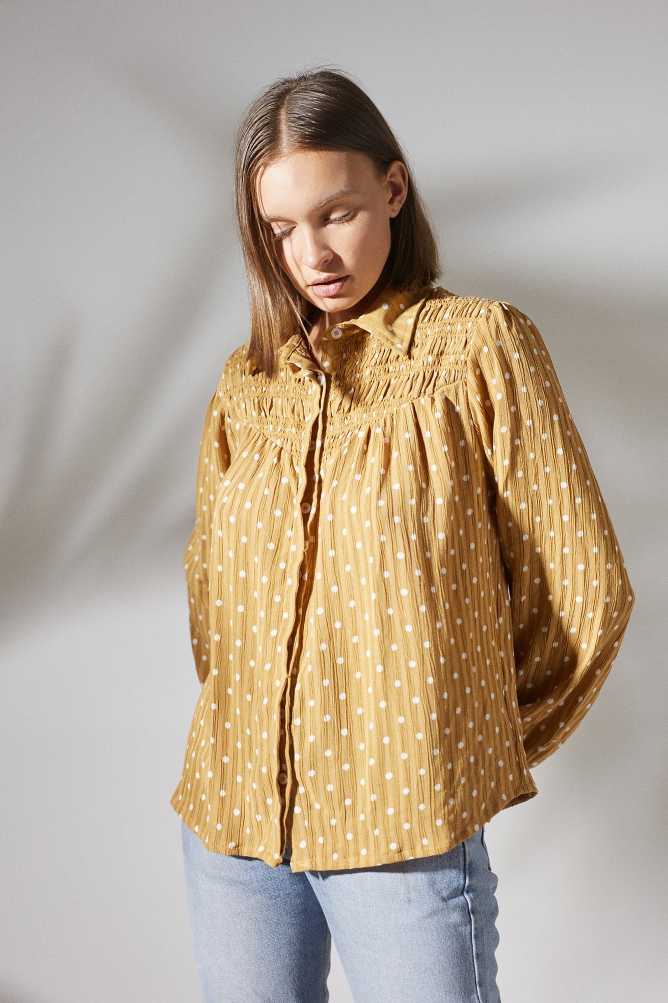 Hallie Blouse - Golden Polka Dot