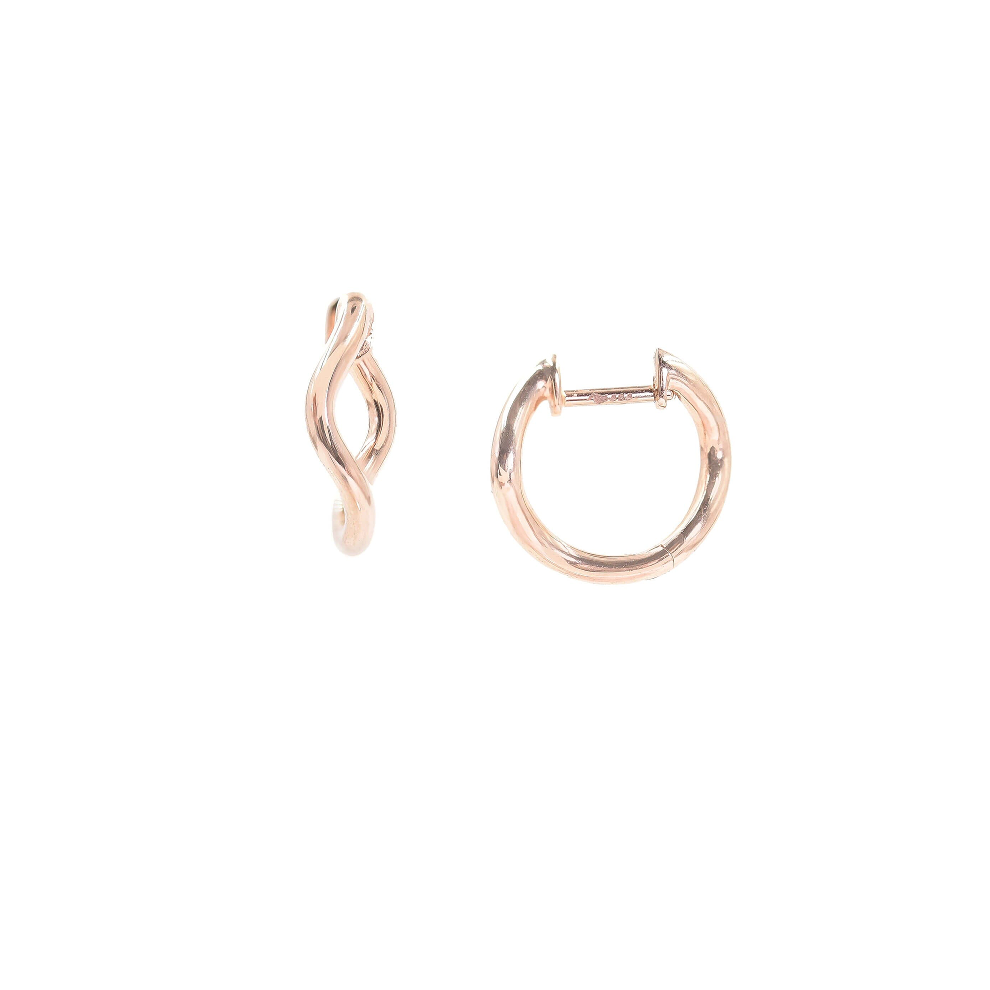 Huggie Hinged Wave Hoop | Rose