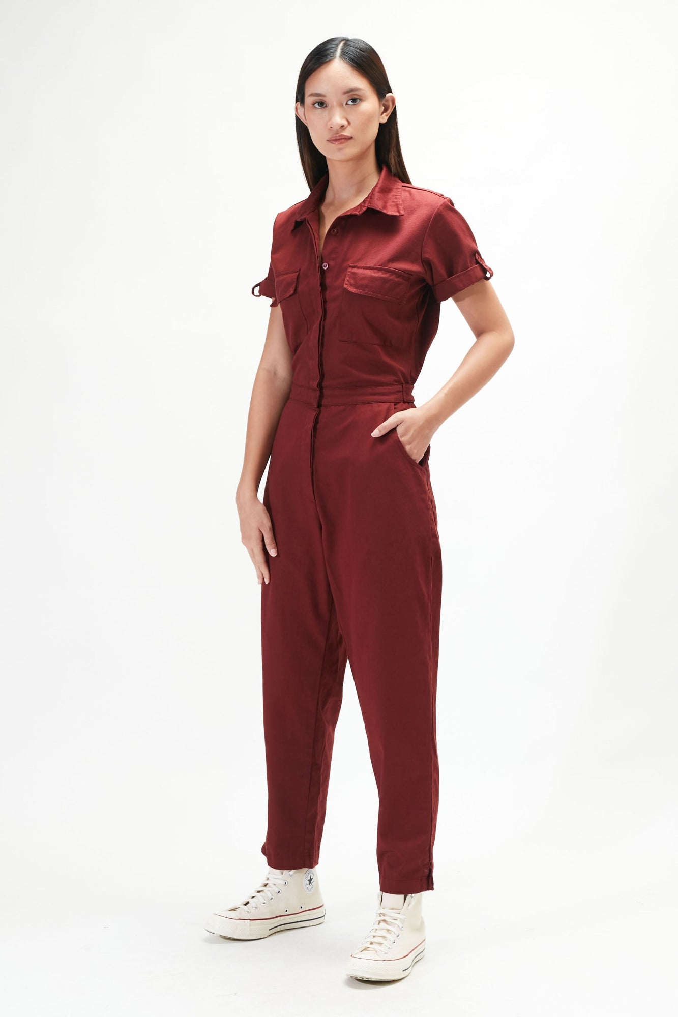 Bintēji Worksuit V2 - Maroon Red