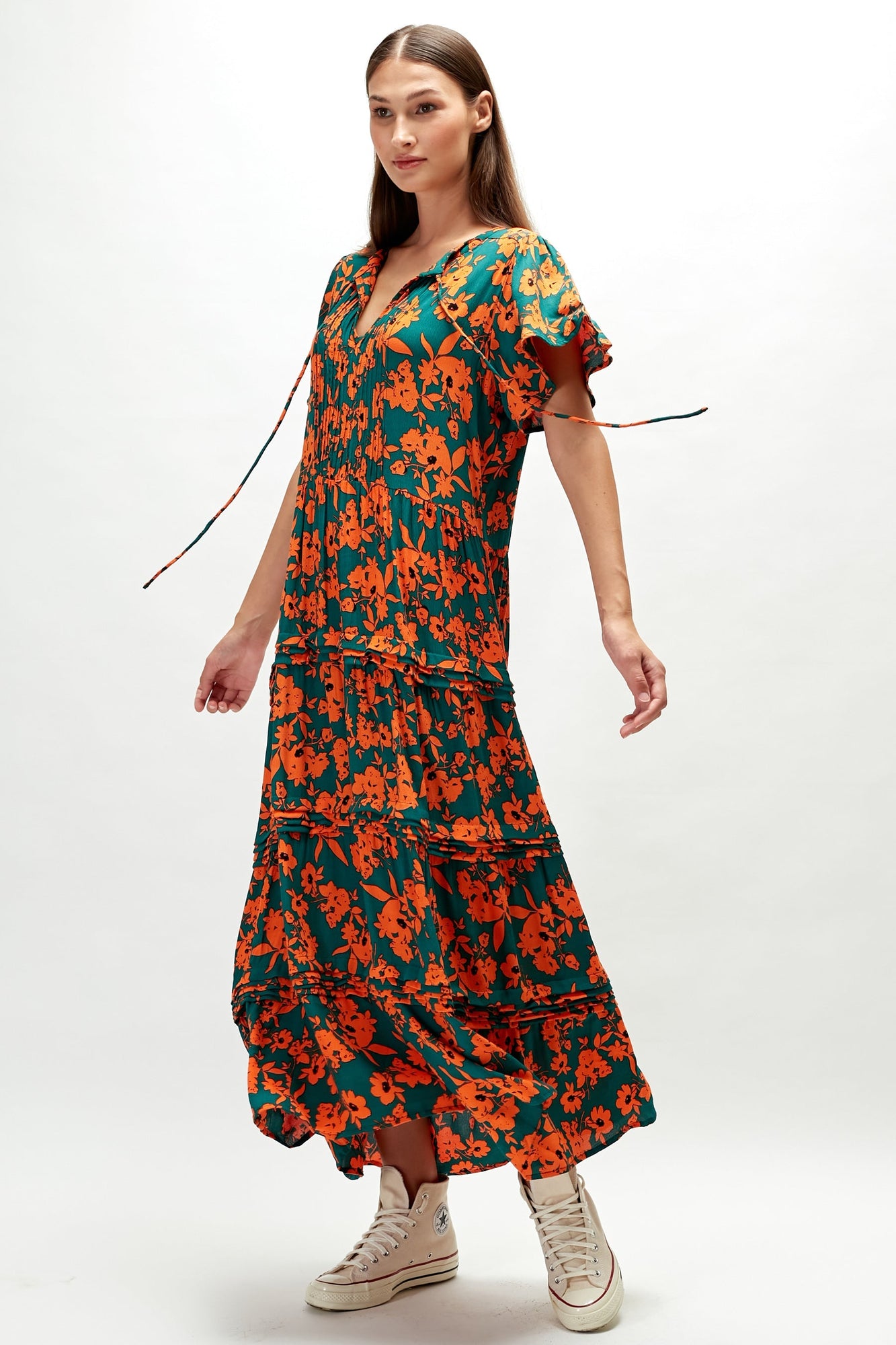 Mila Maxi Dress - La Vie Floral Teal