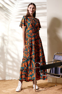 Mila Maxi Dress - La Vie Floral Teal
