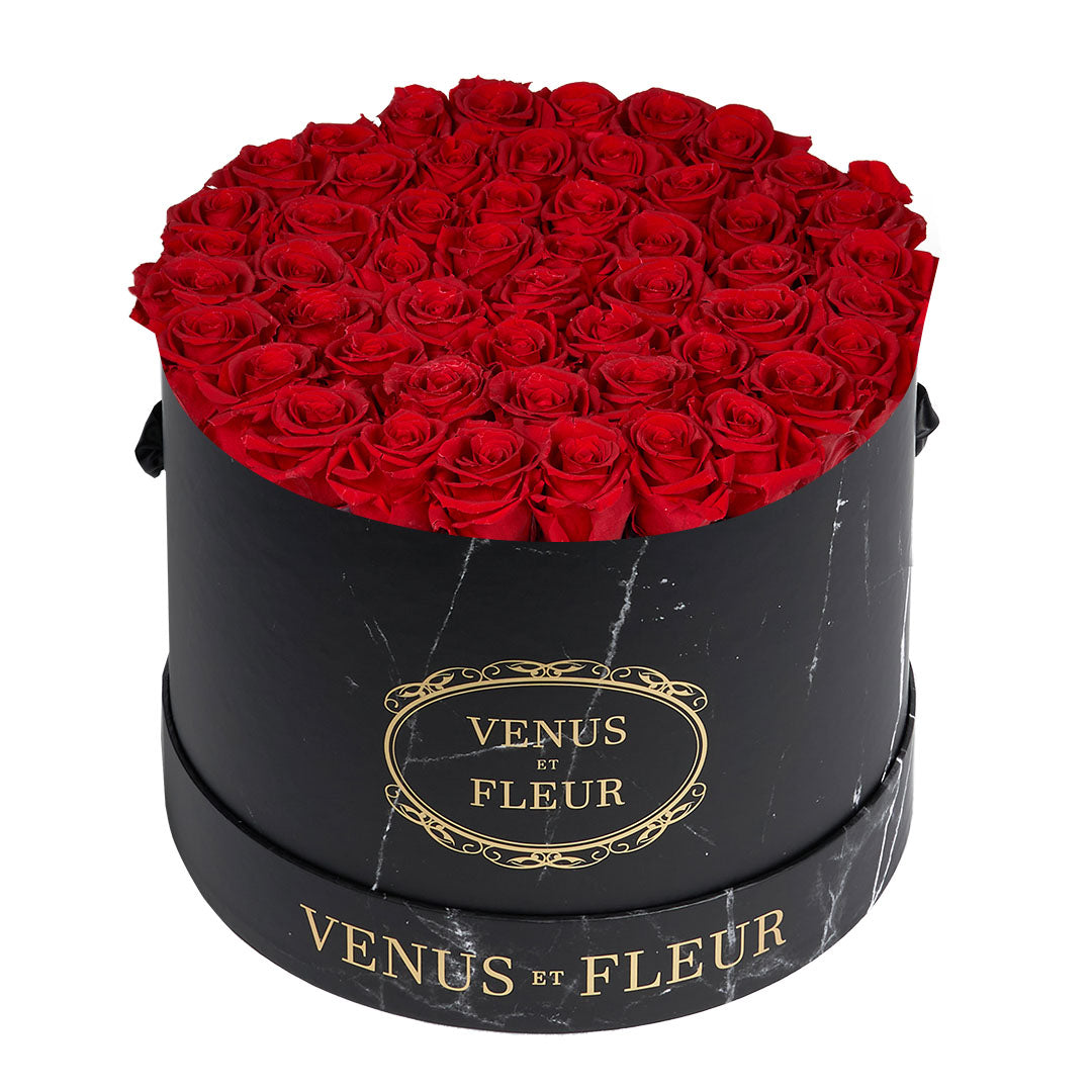 Large Round - Black Marble | Red